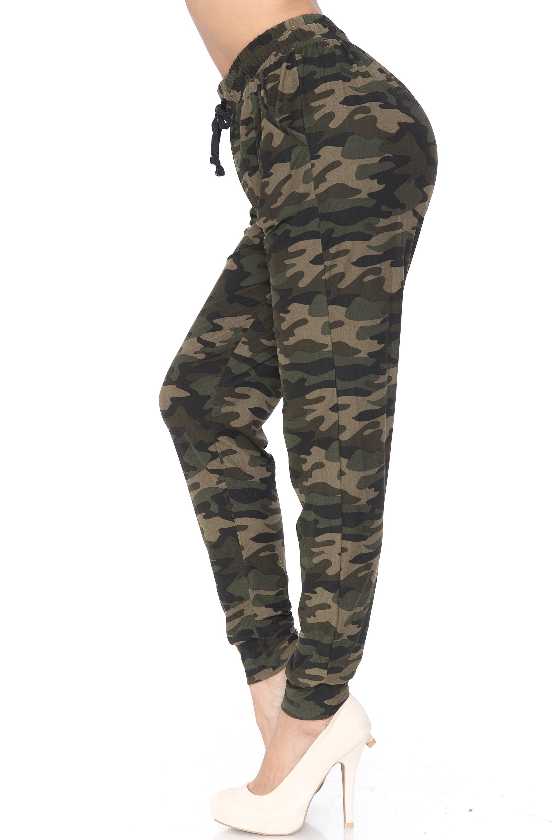 Wholesale Buttery Smooth Green Camouflage Plus Size Joggers - New Mix