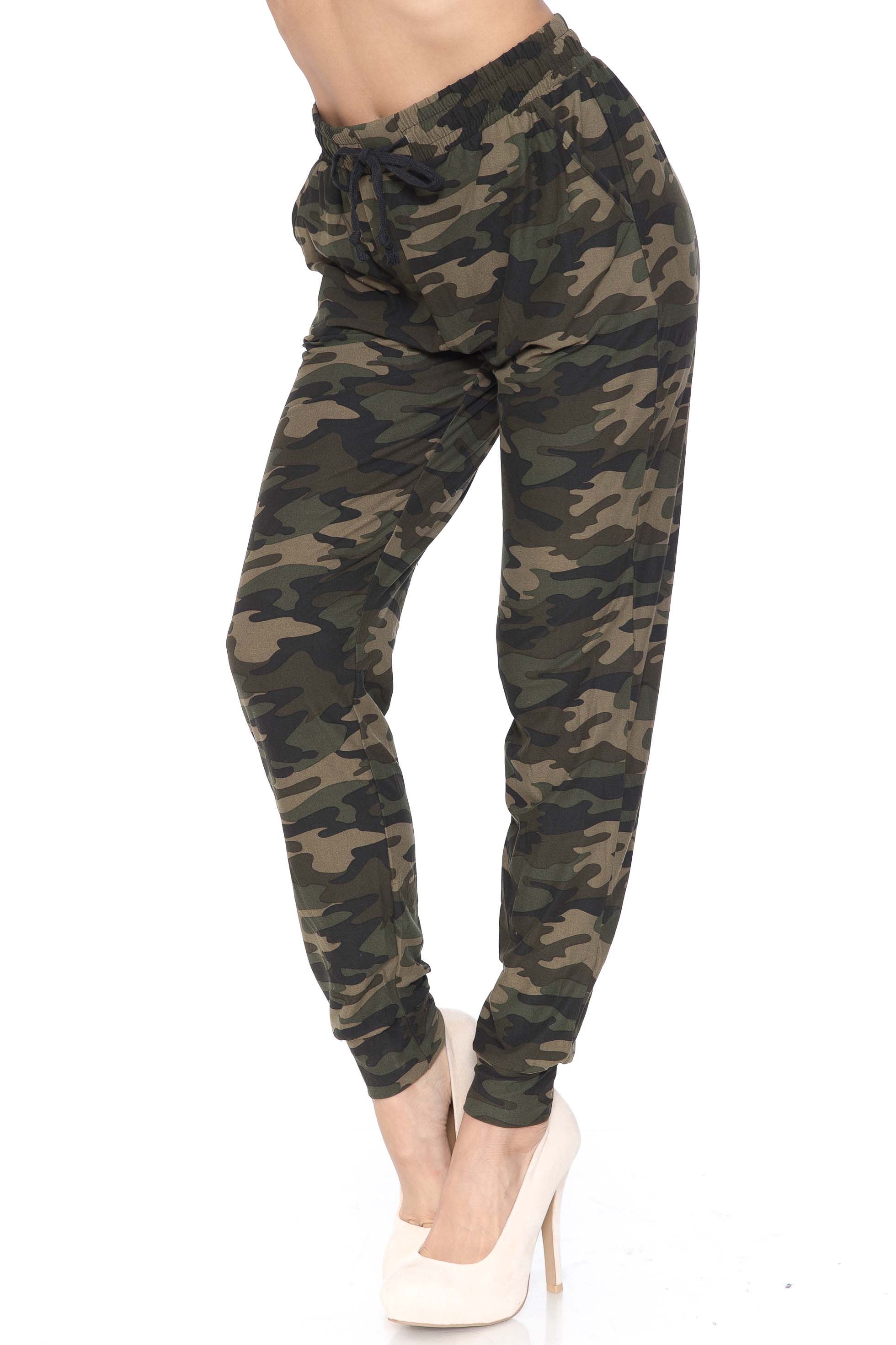 Wholesale Buttery Smooth Green Camouflage Plus Size Joggers - New Mix