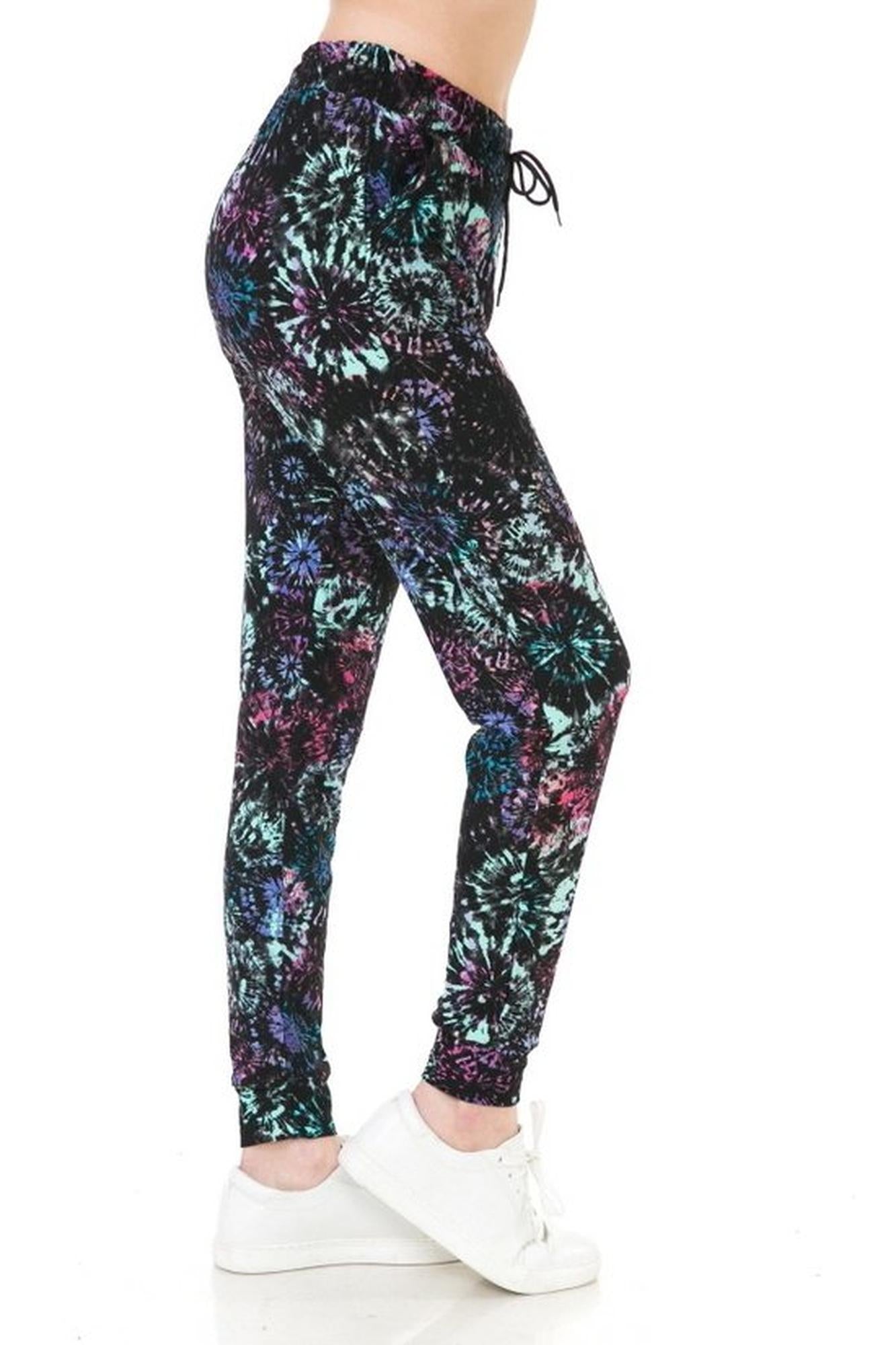 Wholesale Buttery Smooth Tie Dye Burst Plus Size Joggers