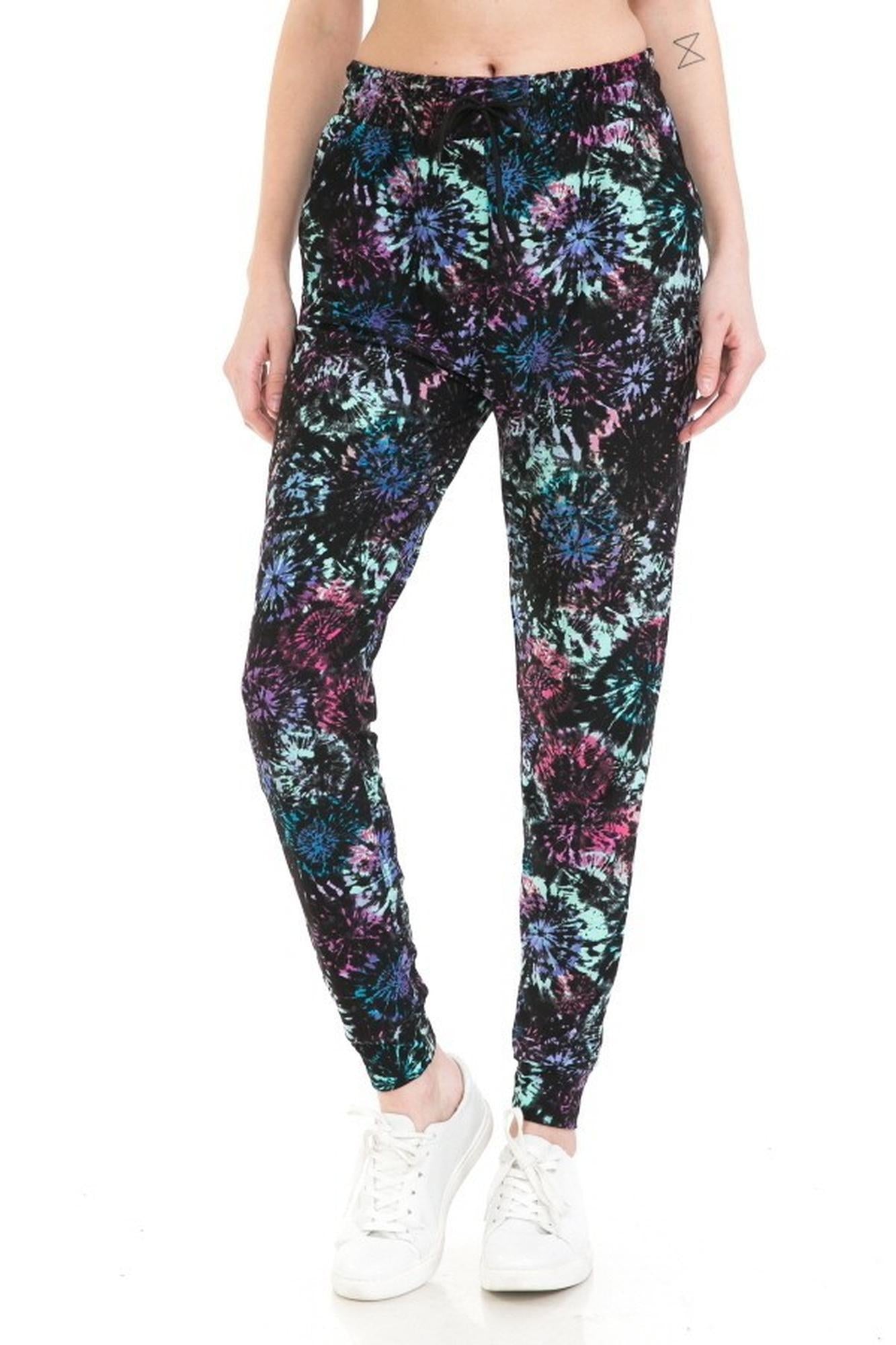 Wholesale Buttery Smooth Tie Dye Burst Plus Size Joggers