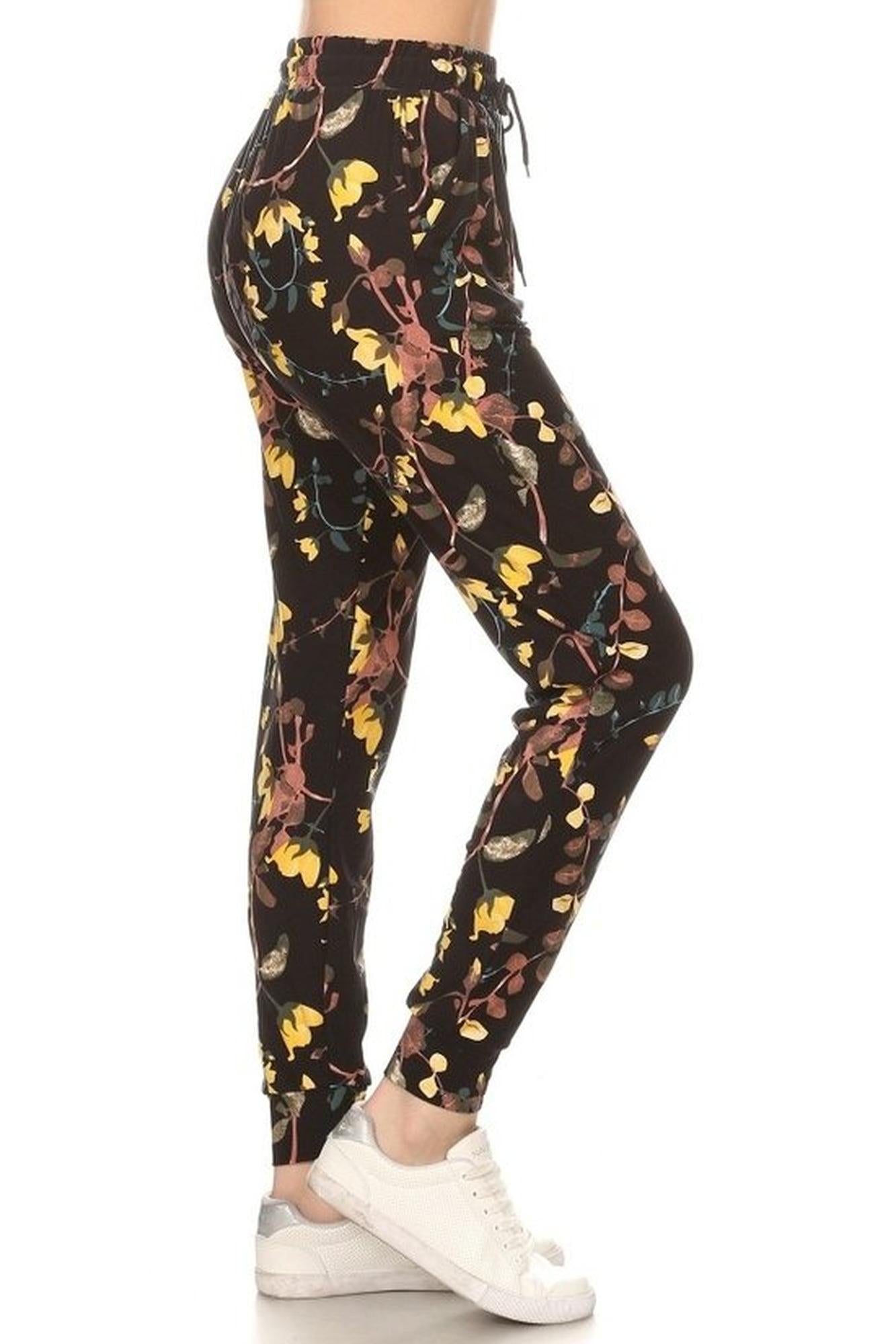 Wholesale Buttery Smooth Sunrise Floral Plus Size Joggers