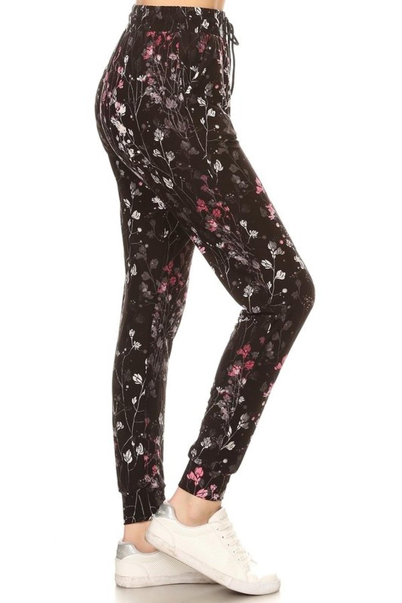 Wholesale Buttery Smooth Dainty Floral Blossom Plus Size Joggers