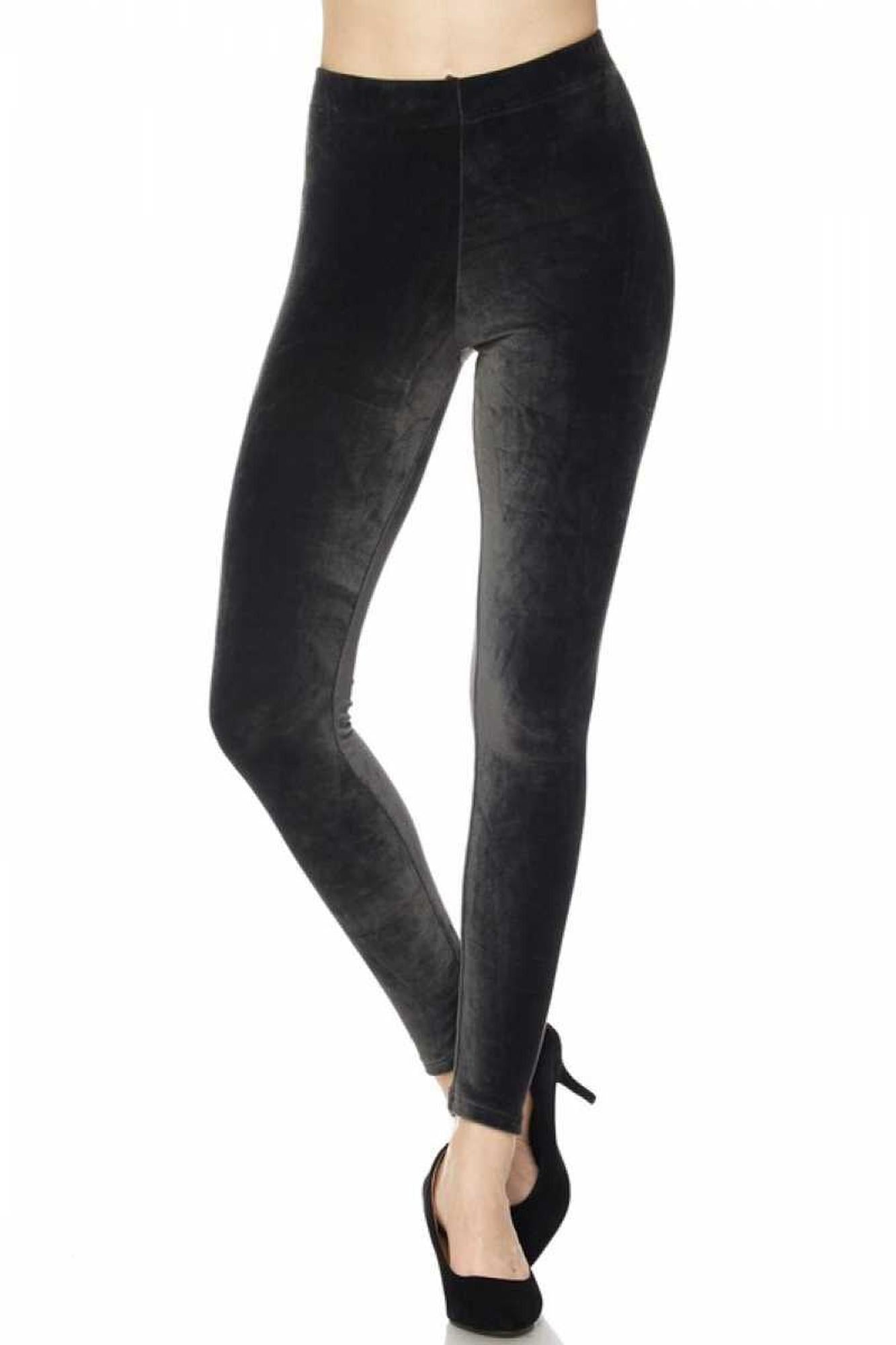 Wholesale Solid Brushed Velour Velvet Plus Size Leggings