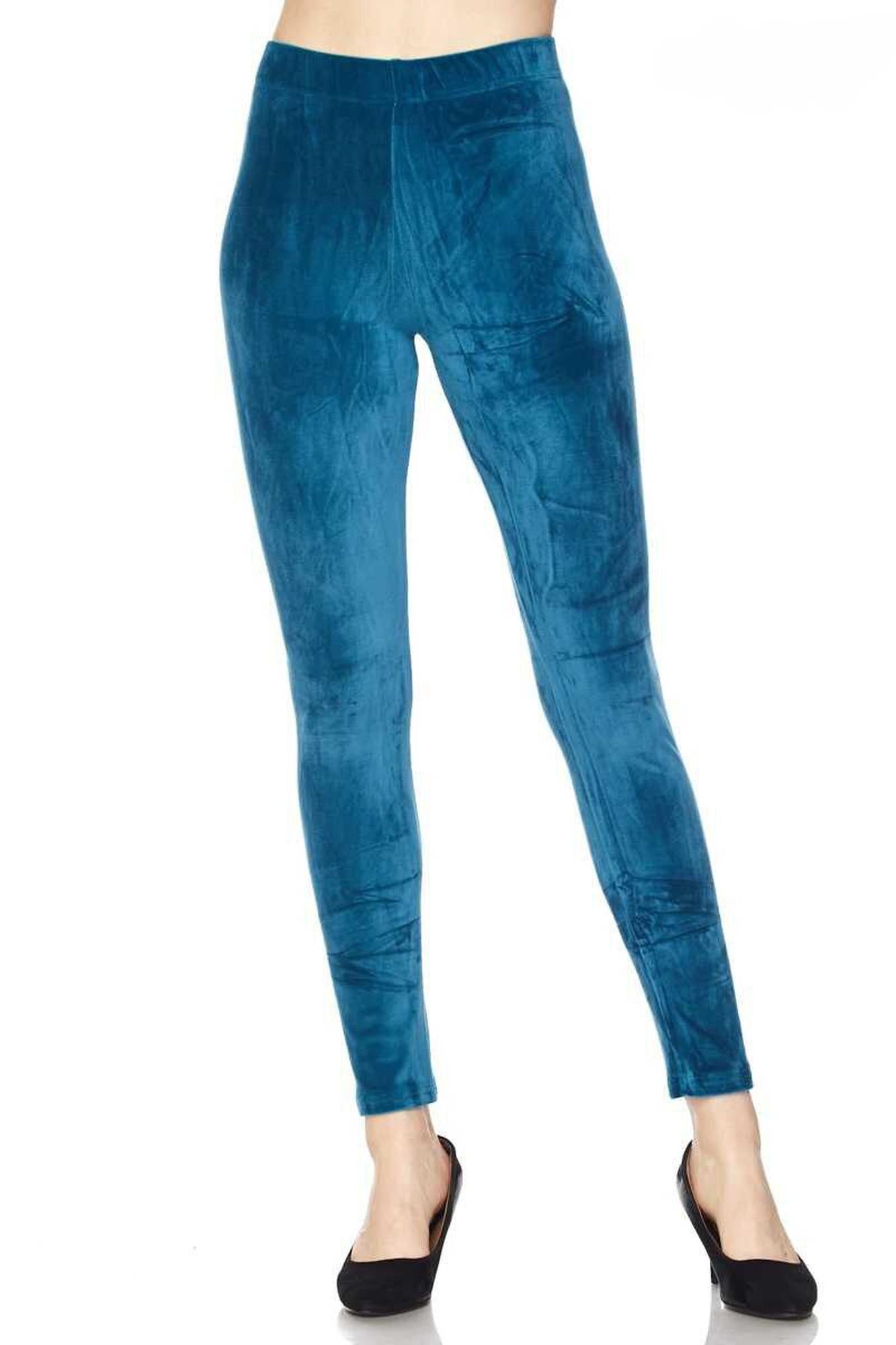 Wholesale Solid Brushed Velour Velvet Plus Size Leggings
