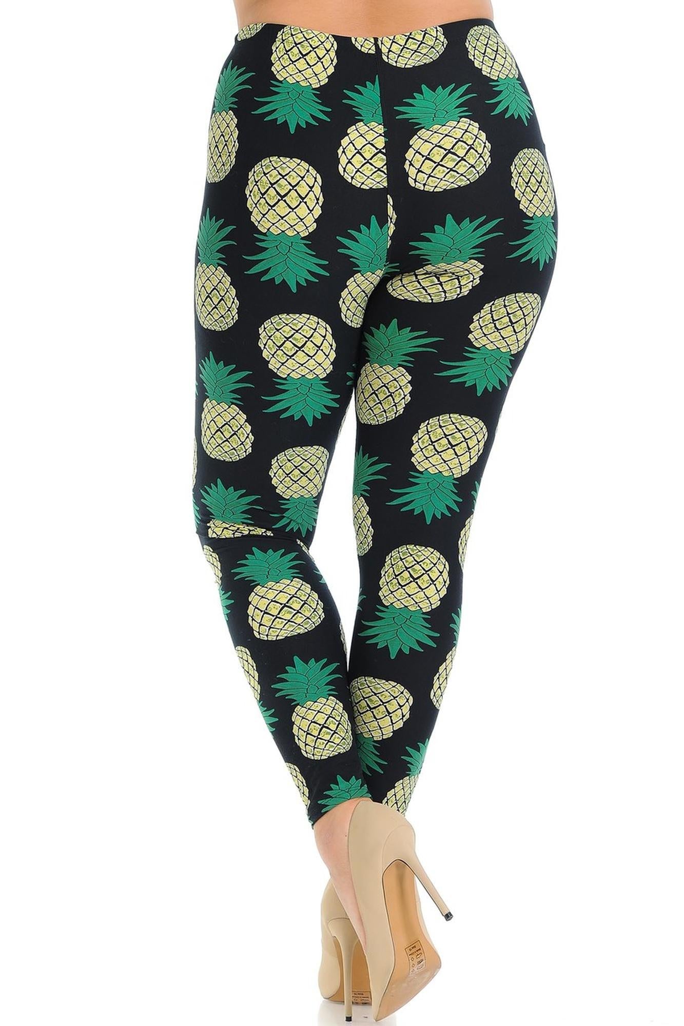 Wholesale Buttery Soft Green Pineapple Plus Size Leggings - EEVEE