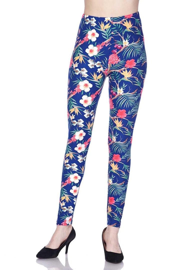 Wholesale Buttery Smooth Elegant Flowing Floral Plus Size Leggings