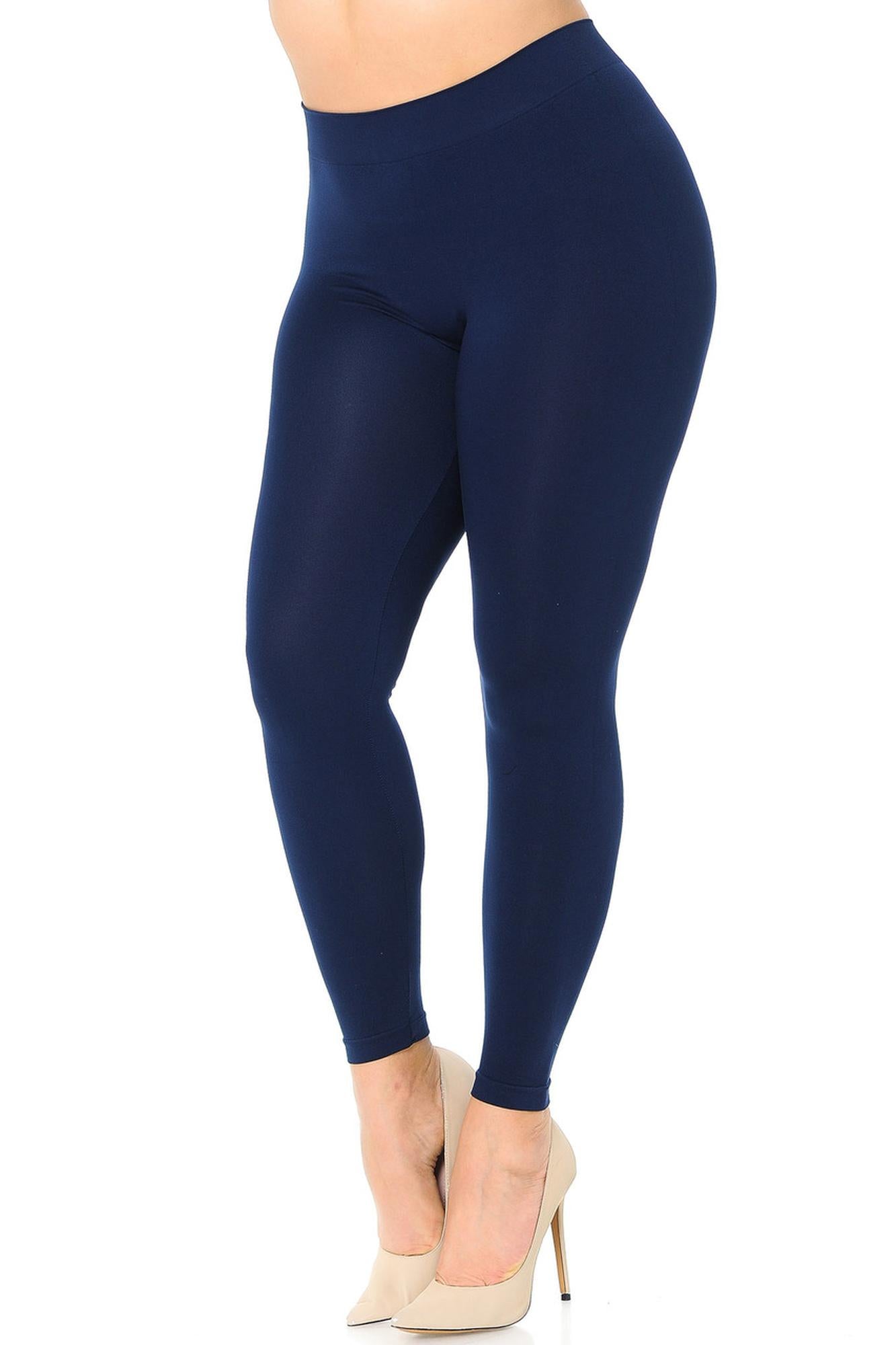Wholesale Premium Nylon Spandex Solid Basic Plus Size Leggings