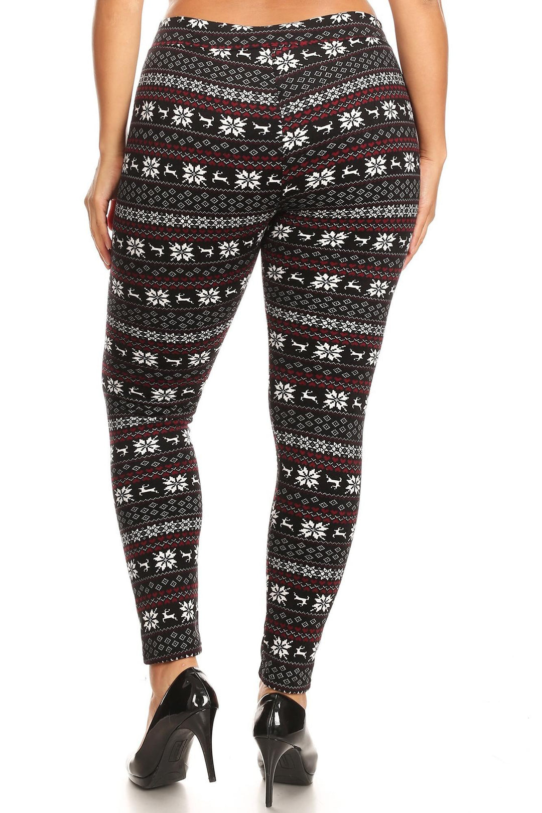 Wholesale Cozy Warm Snowflakes and Reindeer Plus Size Lined Leggings