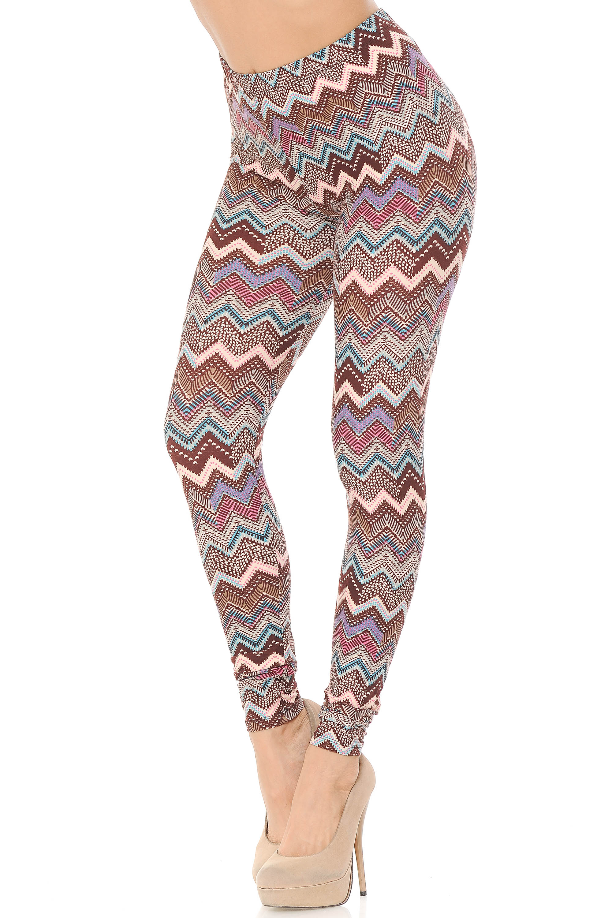 Wholesale Buttery Smooth Earthen Chevron Plus Size Leggings