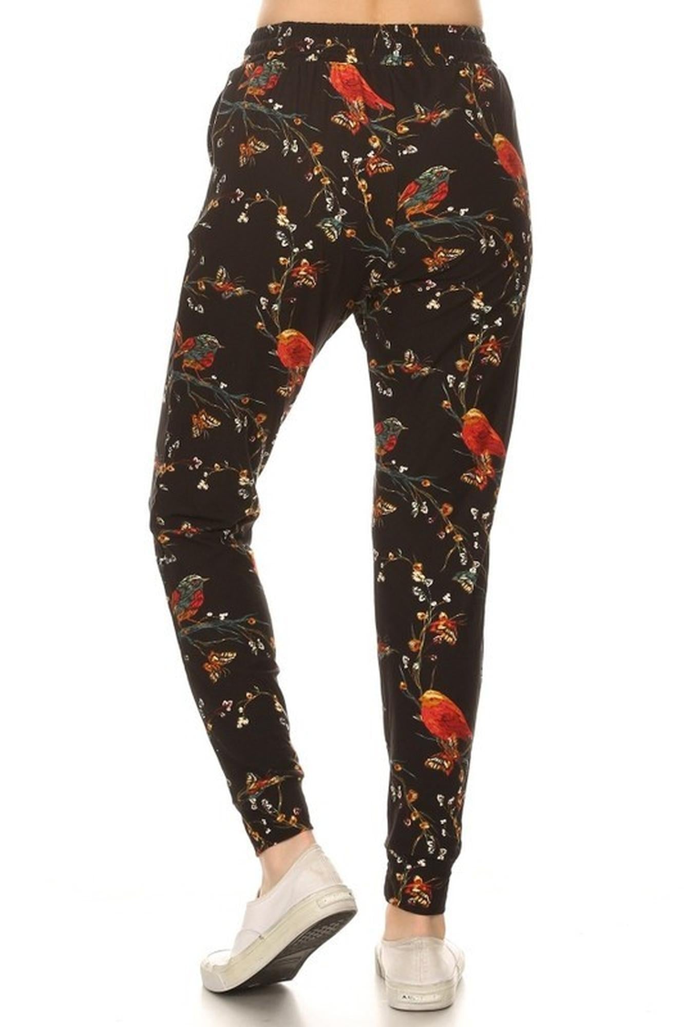 Wholesale Buttery Smooth Bird and Butterfly Floral Plus Size Joggers