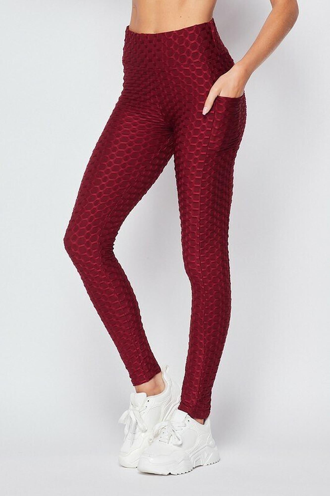 Wholesale Scrunch Butt Textured High Waisted Plus Size Leggings with Pockets