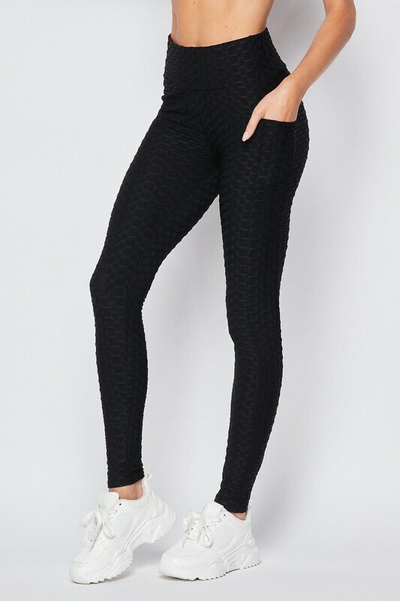 Wholesale Scrunch Butt Textured High Waisted Plus Size Leggings with Pockets