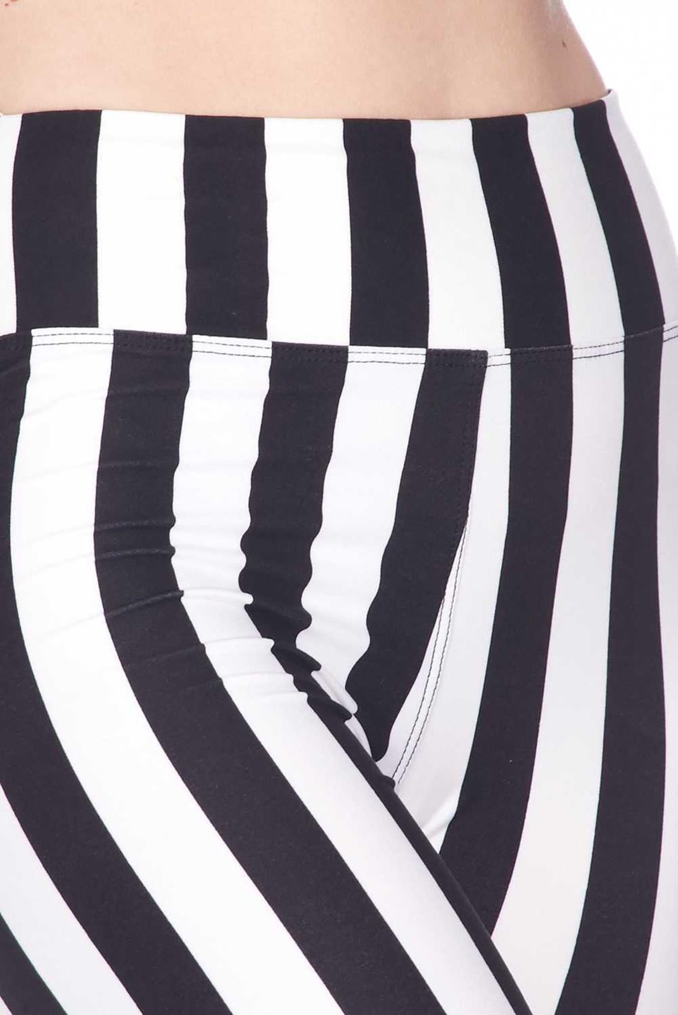 Wholesale Buttery Smooth Vertical Wide Stripe Plus Size Biker Shorts - 3 Inch Waist Band