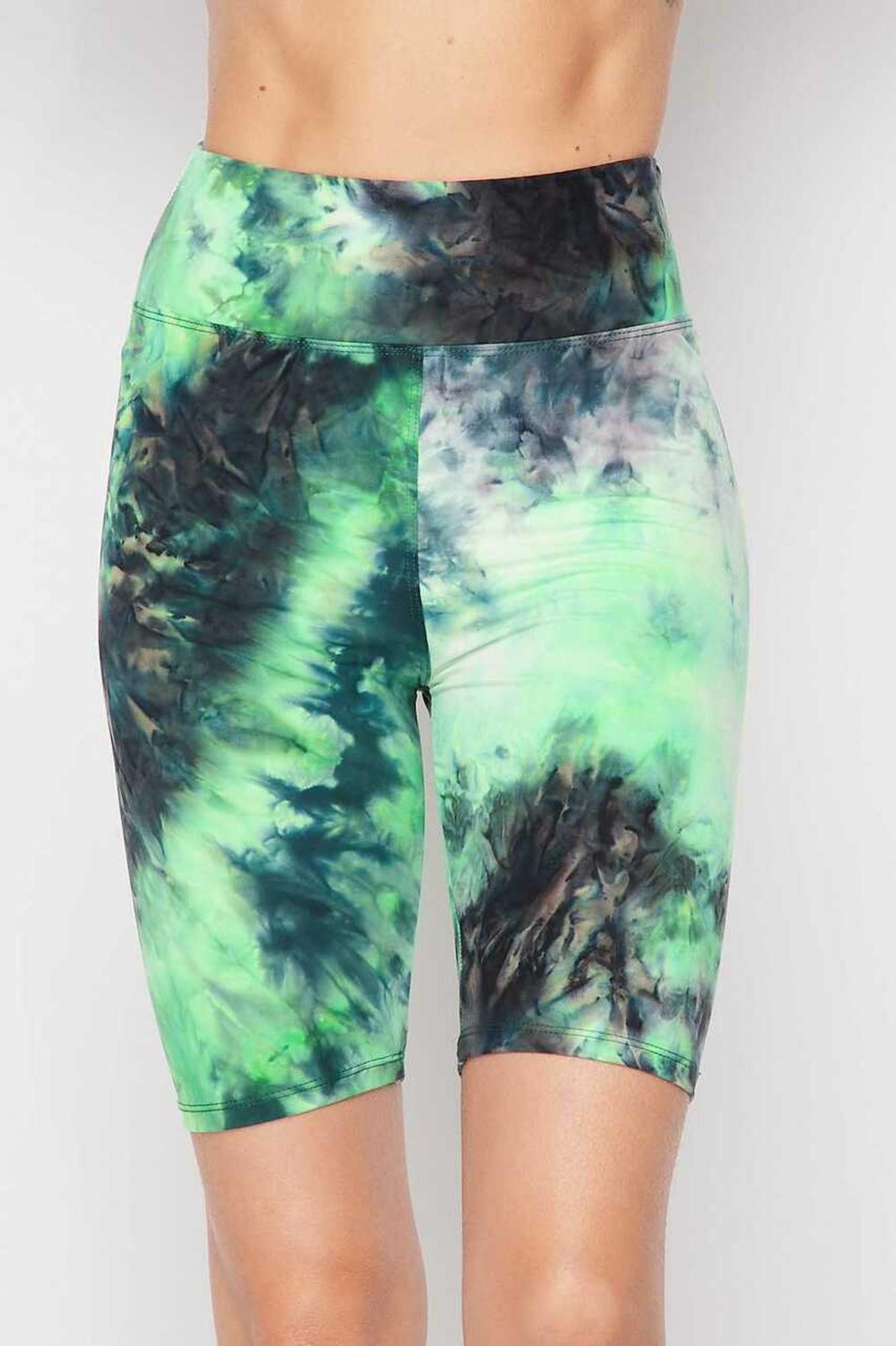 Wholesale Buttery Smooth Tie Dye High Waisted Plus Size Biker Shorts - 3 Inch Waist