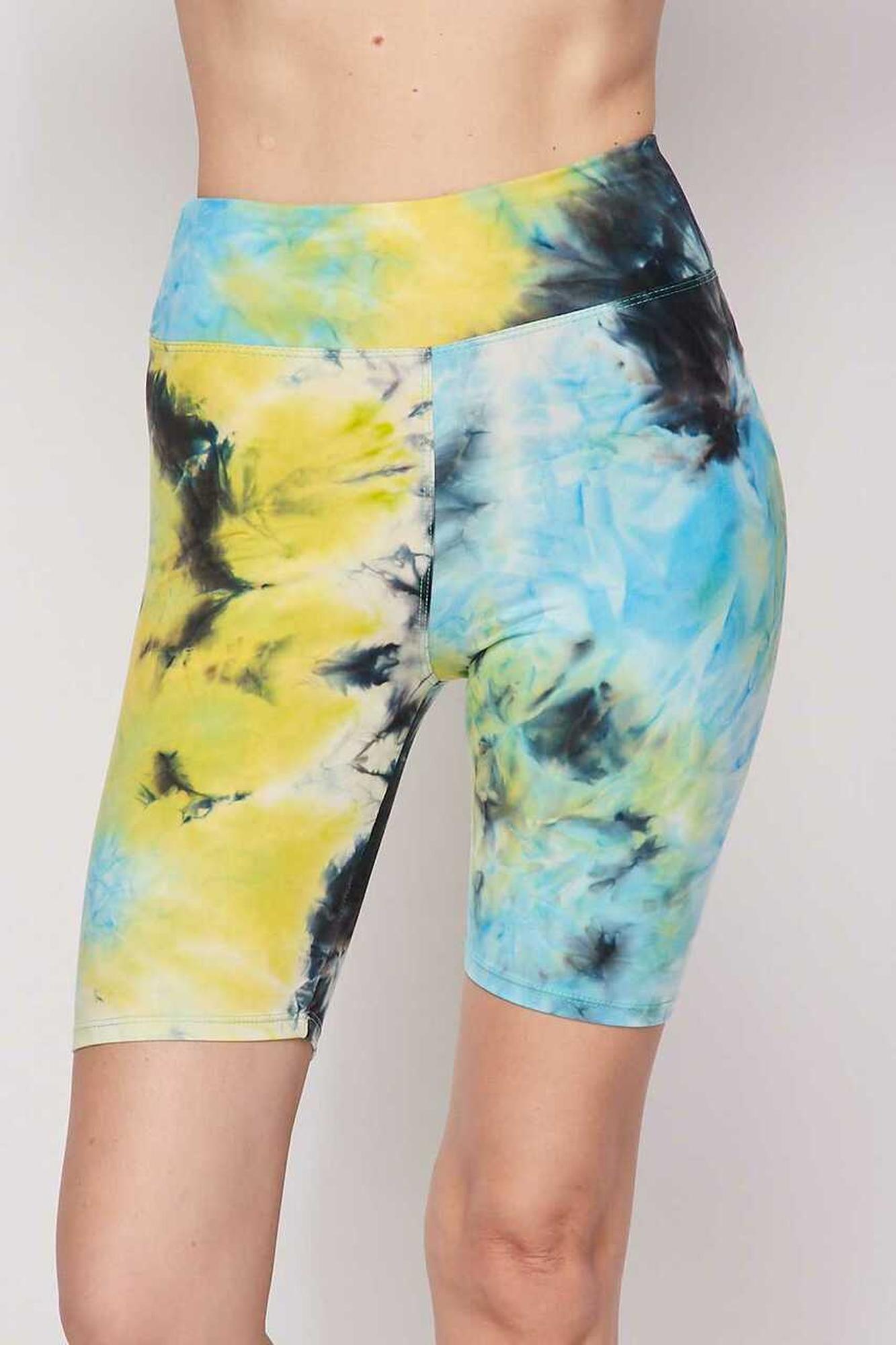 Wholesale Buttery Smooth Tie Dye High Waisted Plus Size Biker Shorts - 3 Inch Waist
