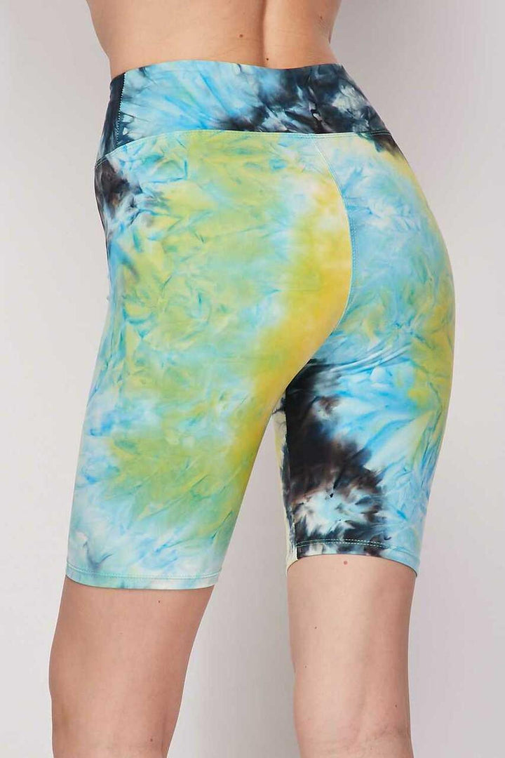 Wholesale Buttery Smooth Tie Dye High Waisted Plus Size Biker Shorts - 3 Inch Waist