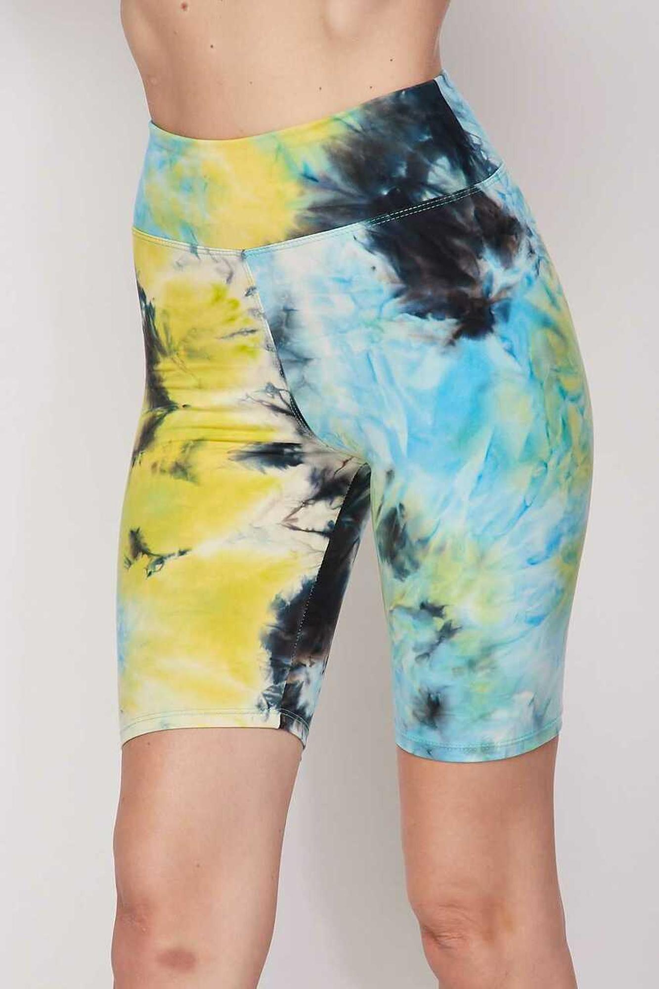 Wholesale Buttery Smooth Tie Dye High Waisted Plus Size Biker Shorts - 3 Inch Waist