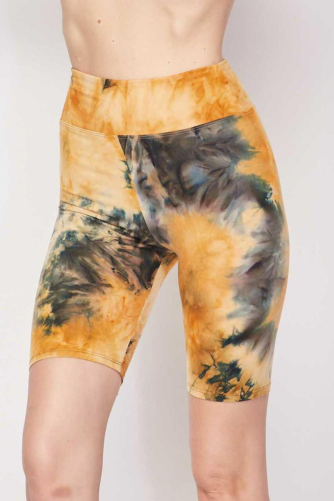 Wholesale Buttery Smooth Tie Dye High Waisted Plus Size Biker Shorts - 3 Inch Waist