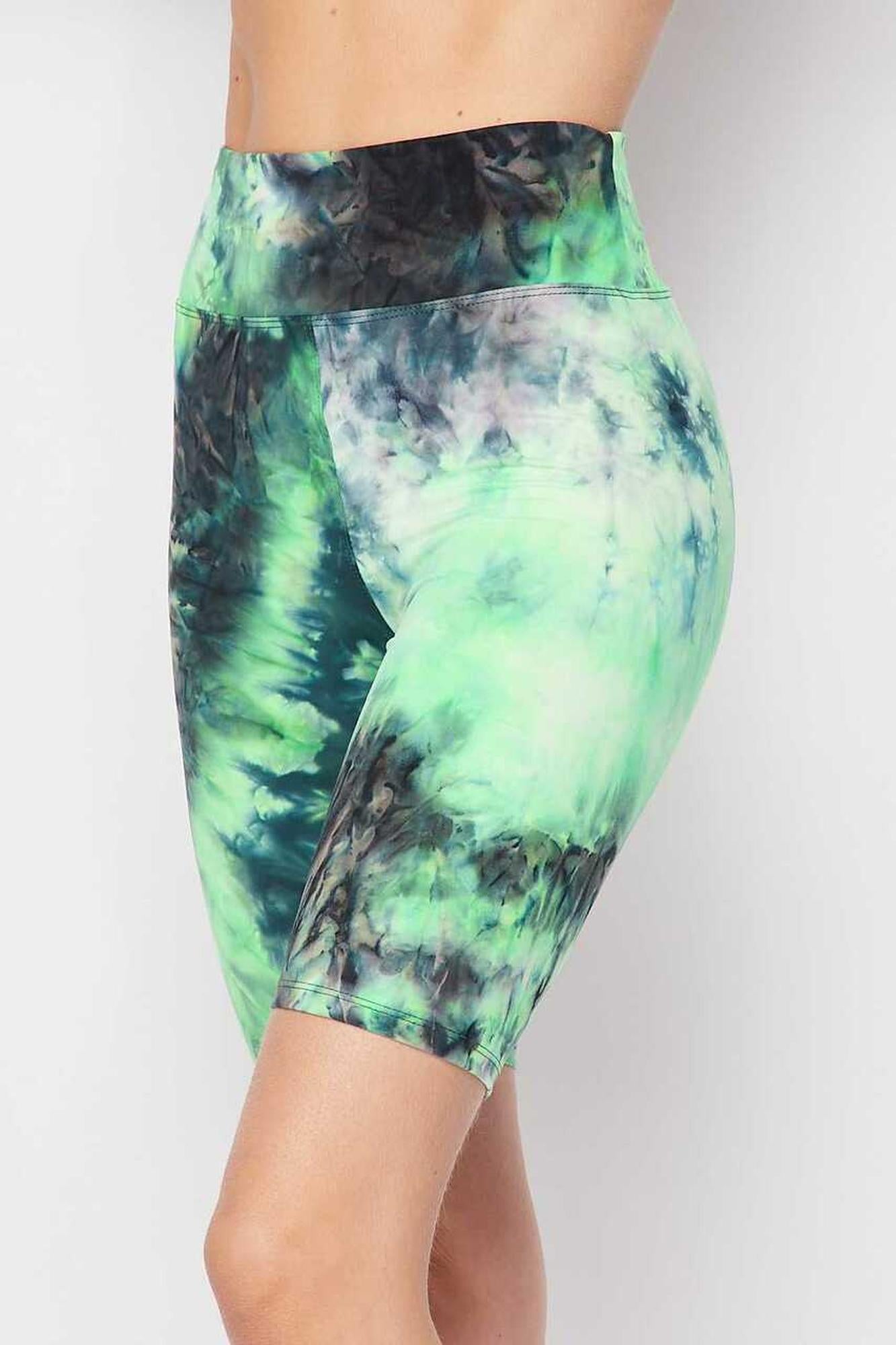 Wholesale Buttery Smooth Tie Dye High Waisted Plus Size Biker Shorts - 3 Inch Waist