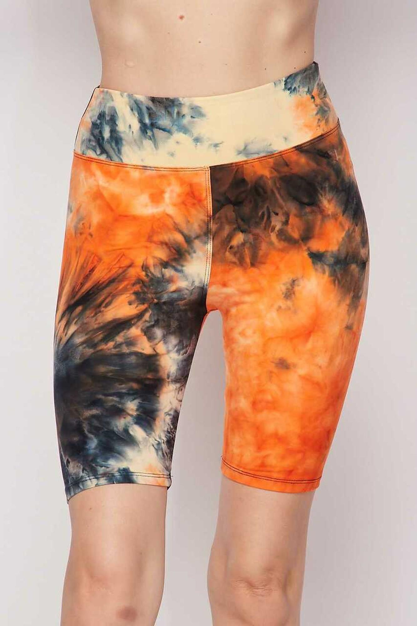 Wholesale Buttery Smooth Tie Dye High Waisted Plus Size Biker Shorts - 3 Inch Waist