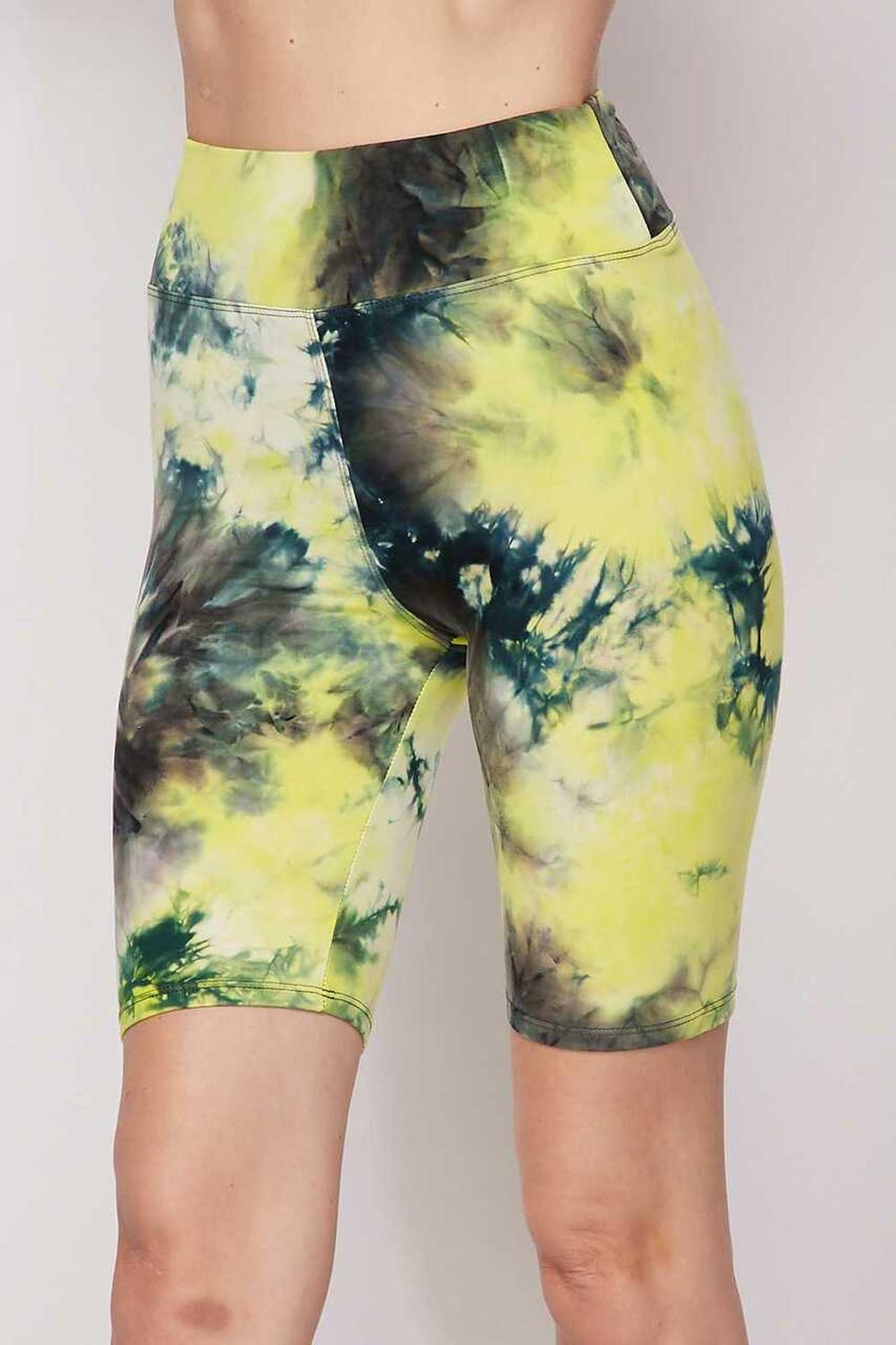 Wholesale Buttery Smooth Tie Dye High Waisted Plus Size Biker Shorts - 3 Inch Waist