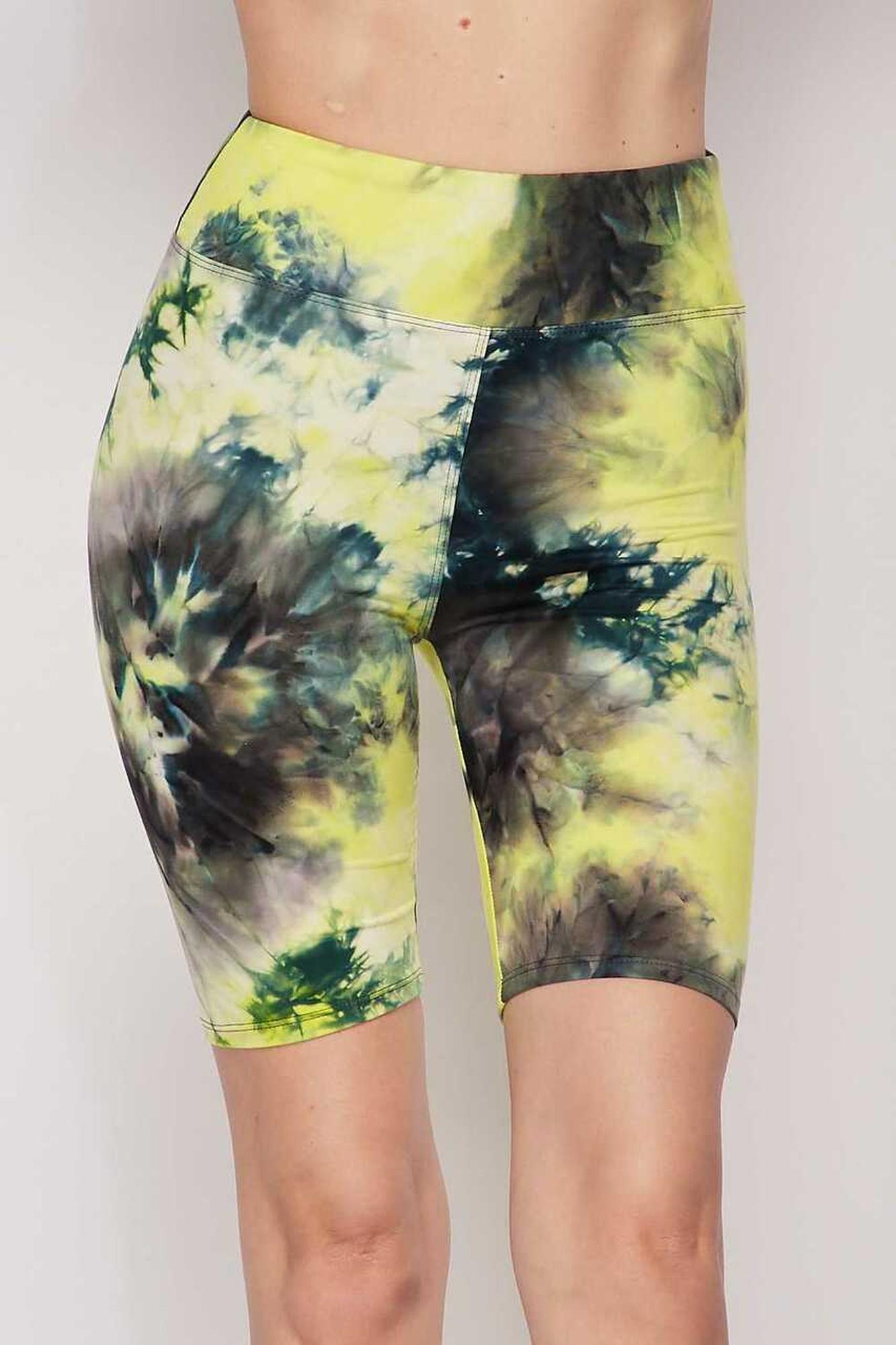 Wholesale Buttery Smooth Tie Dye High Waisted Plus Size Biker Shorts - 3 Inch Waist