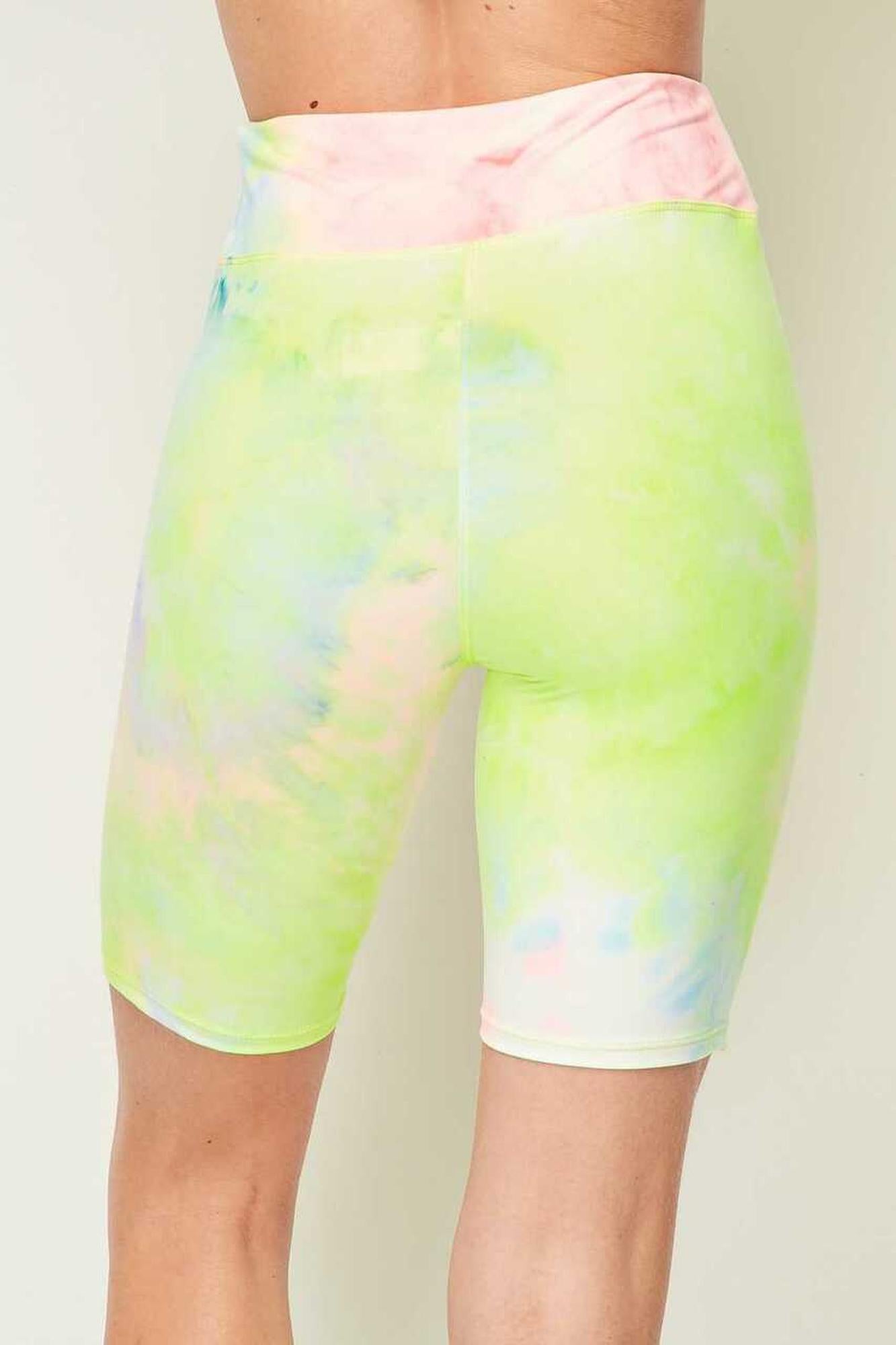 Wholesale Buttery Smooth Pastel Tie Dye High Waisted Plus Size Biker Shorts - 3 Inch Waist
