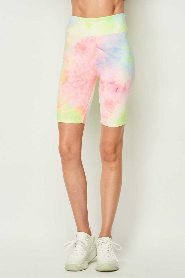 Wholesale Buttery Smooth Pastel Tie Dye High Waisted Plus Size Biker Shorts - 3 Inch Waist