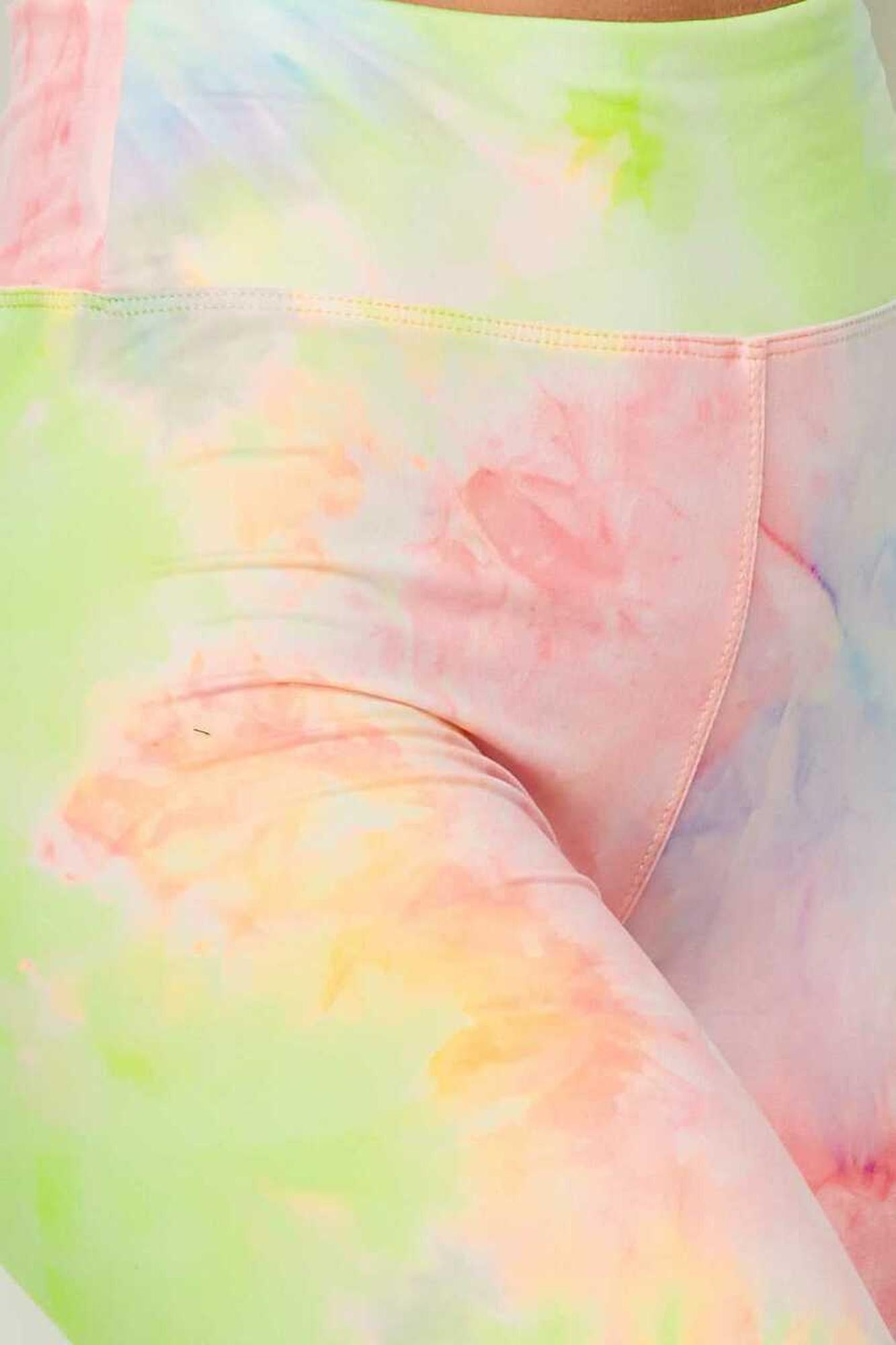 Wholesale Buttery Smooth Pastel Tie Dye High Waisted Plus Size Biker Shorts - 3 Inch Waist