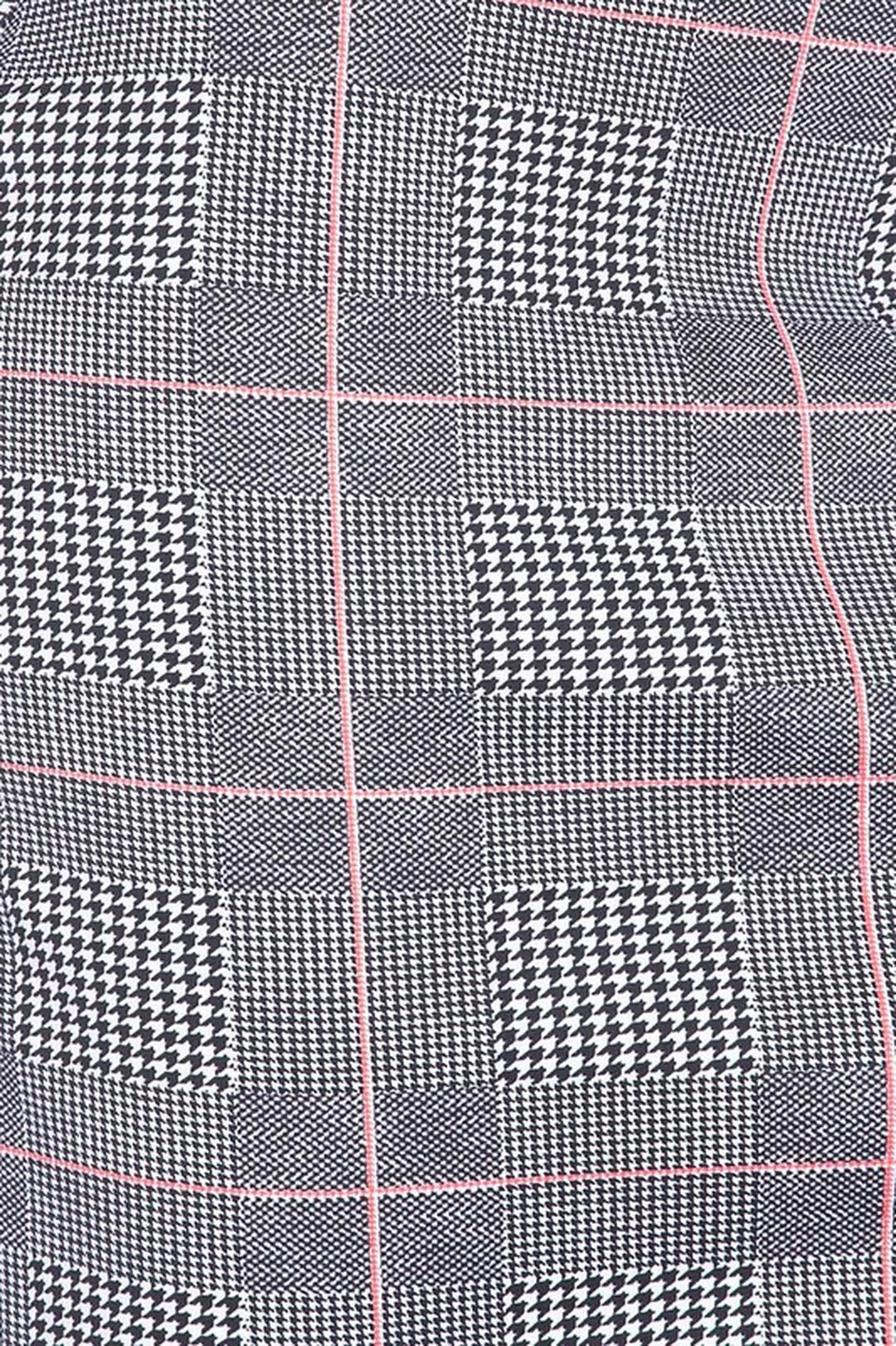 Wholesale Silky Soft Scuba Coral Glen Plaid Plus Size Pencil Skirt with Front Slit