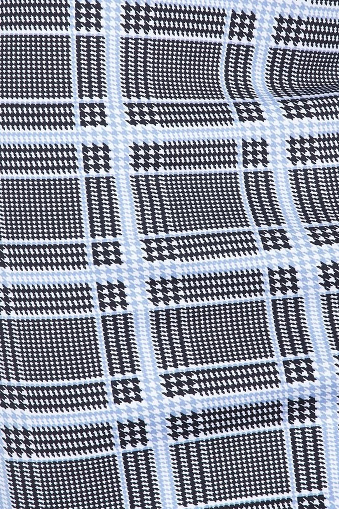 Wholesale Silky Soft Scuba Baby Blue Glen Plaid Plus Size Pencil Skirt with Front Slit