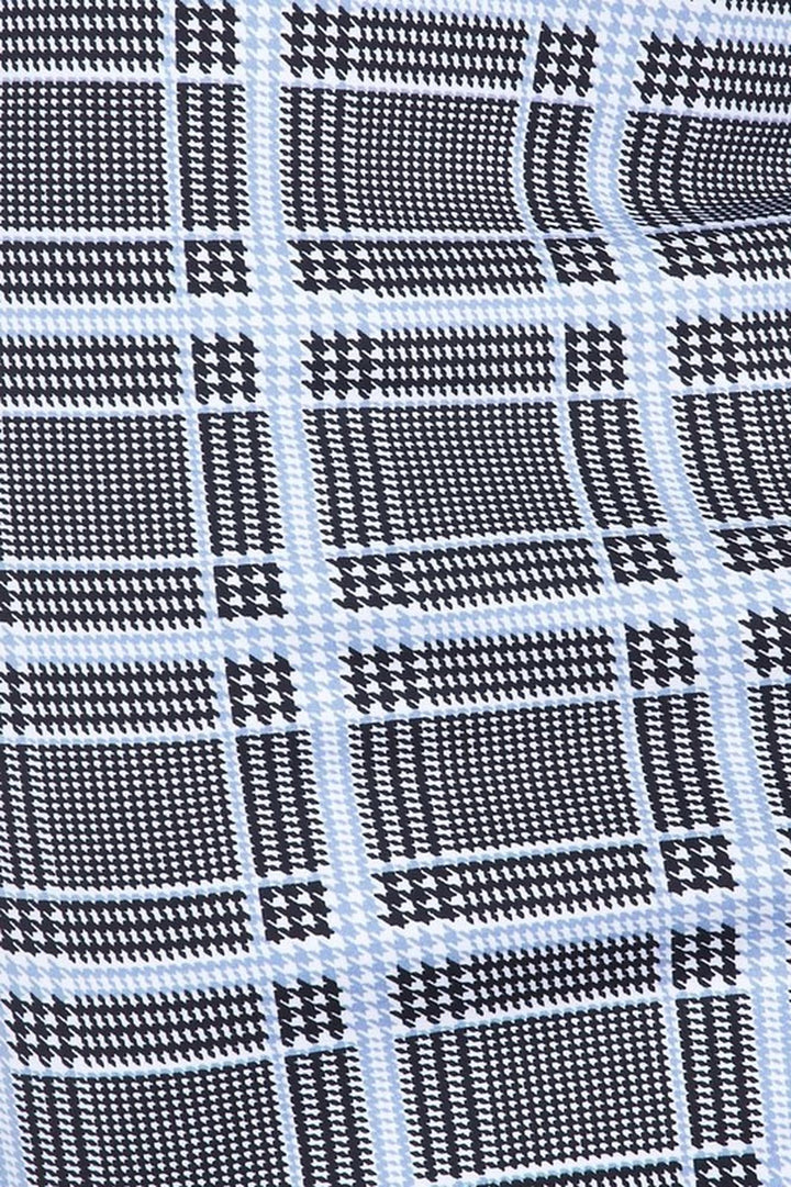 Wholesale Silky Soft Scuba Baby Blue Glen Plaid Plus Size Pencil Skirt with Front Slit