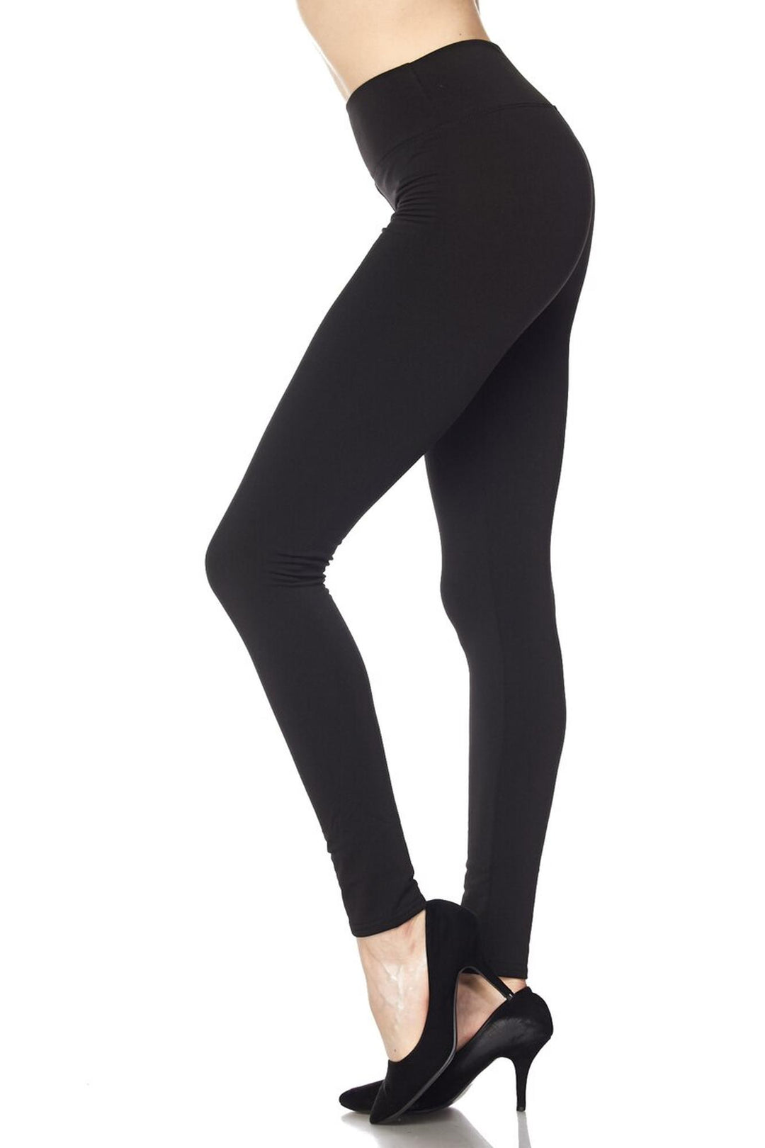 Wholesale High Waisted Fleece Lined Plus Size Leggings - 5 Inch Waistband