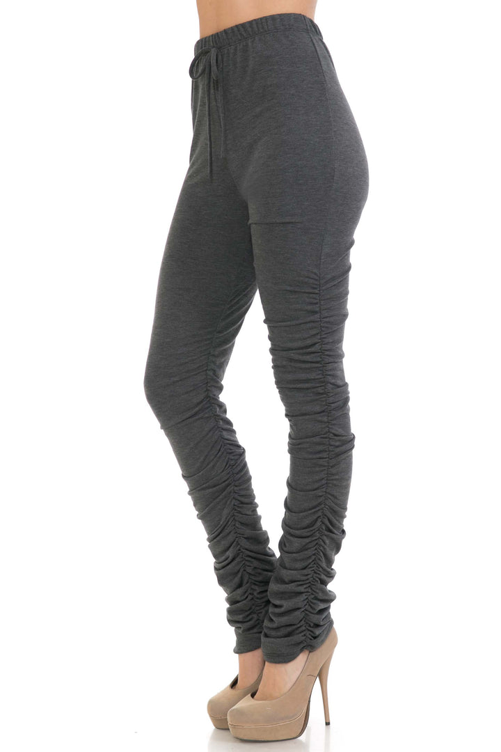 Wholesale Premium Side Ruched Stacked Plus Size Leggings - Made in the USA