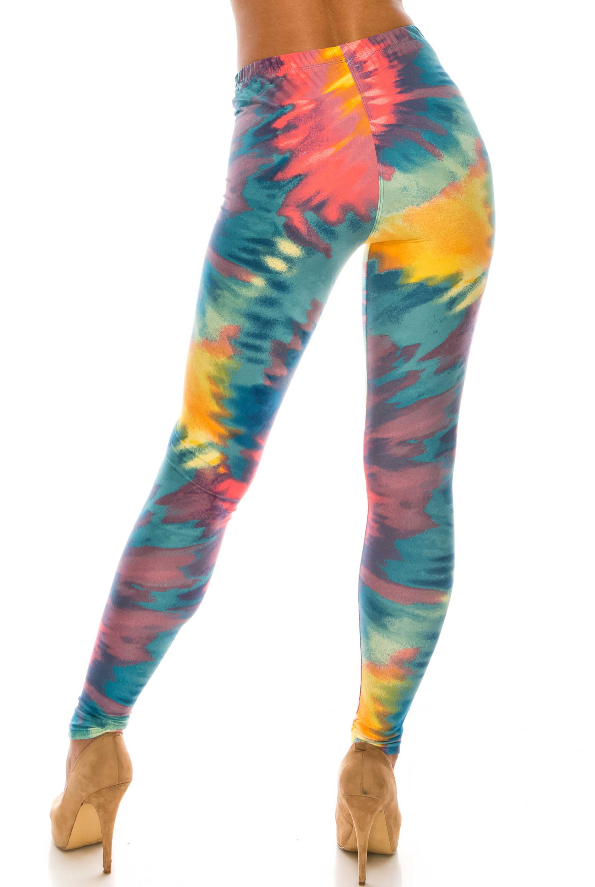Wholesale Buttery Smooth Multi-Color-Bold Tie Dye Plus Size Leggings