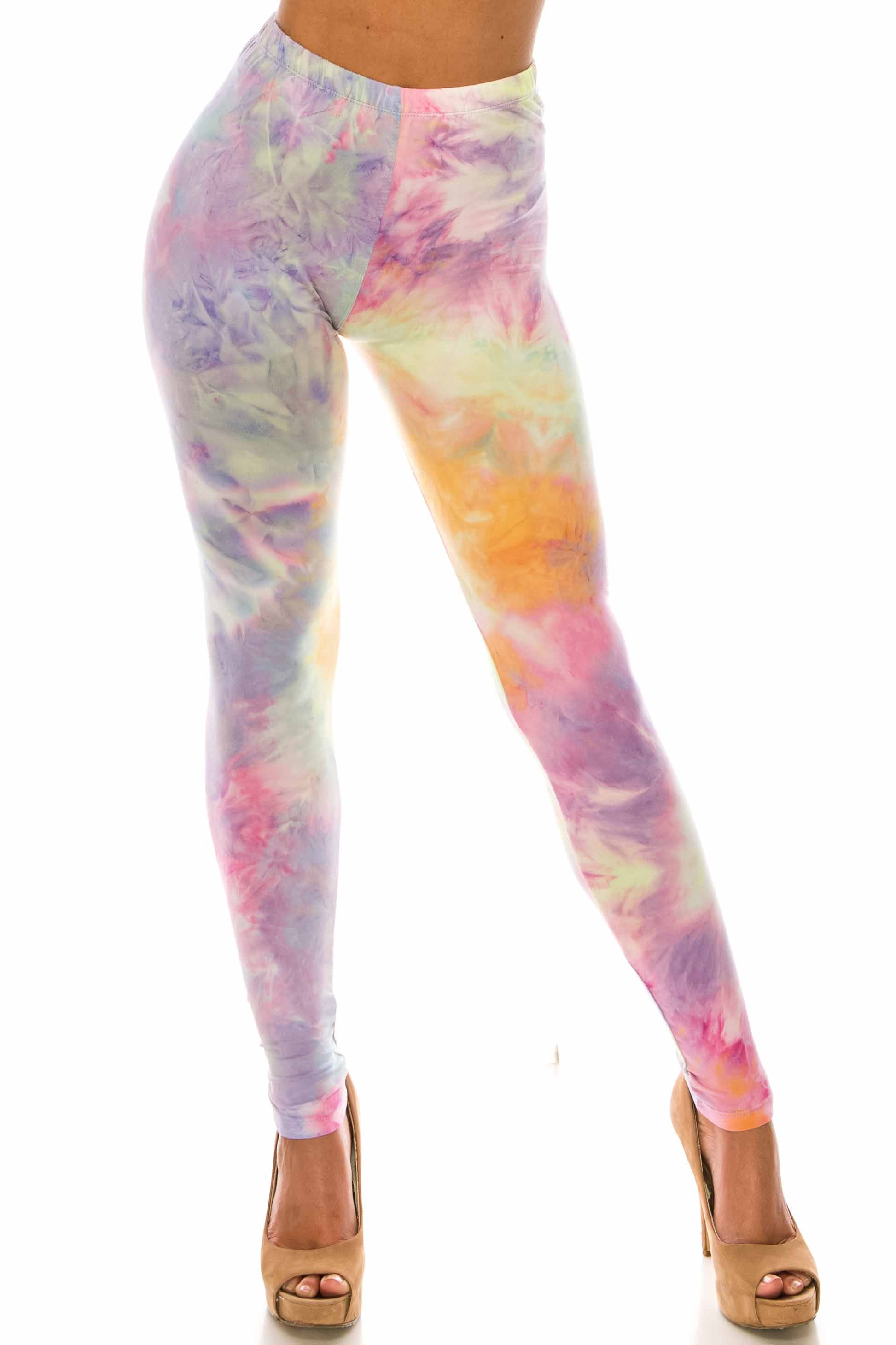 Wholesale Buttery Smooth Multi-Color Pastel Tie Dye Plus Size Leggings