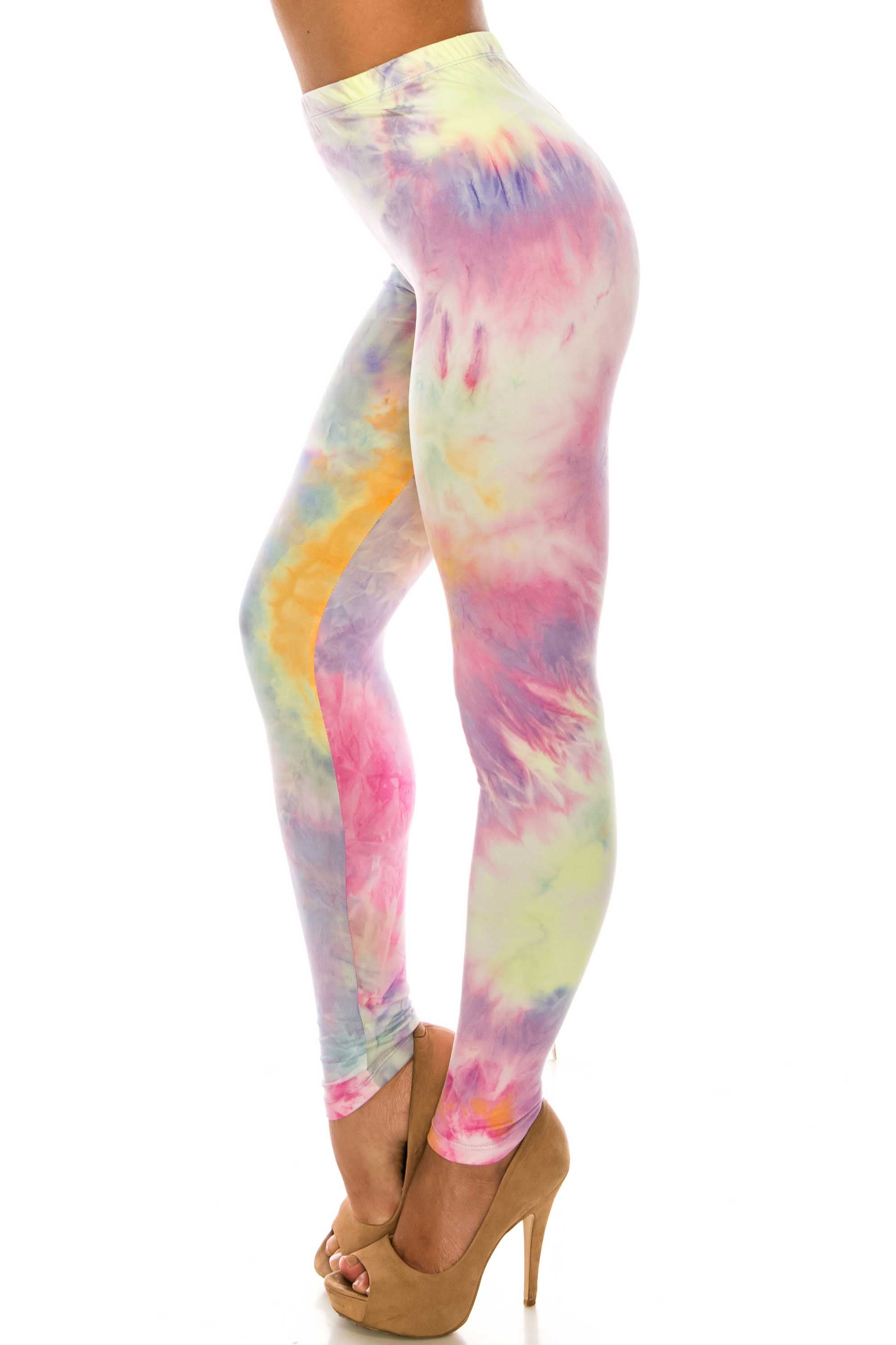 Wholesale Buttery Smooth Multi-Color Pastel Tie Dye Plus Size Leggings