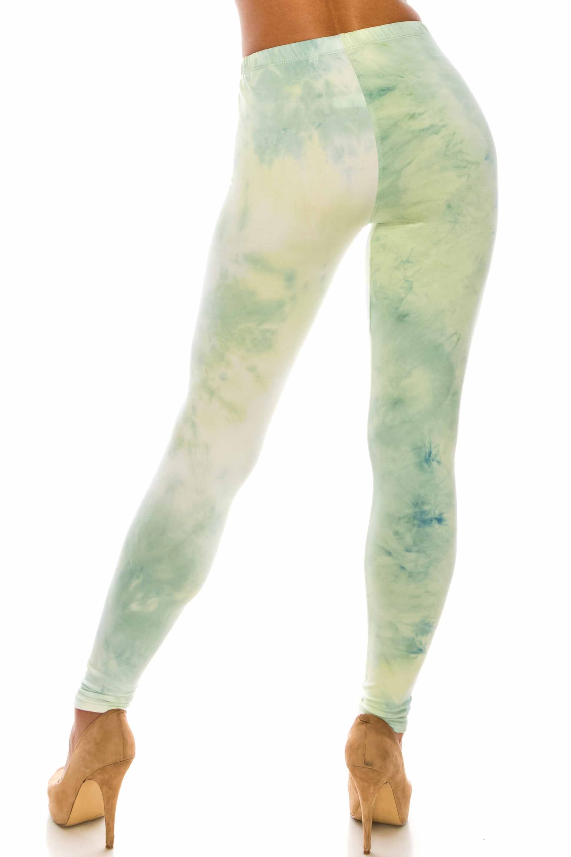 Wholesale Buttery Smooth Mint Tie Dye Plus Size Leggings