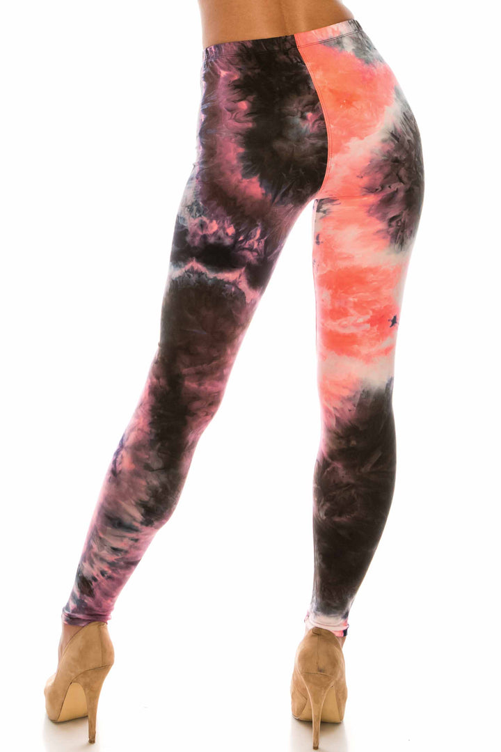 Wholesale Buttery Smooth Coral Tie Dye Plus Size Leggings