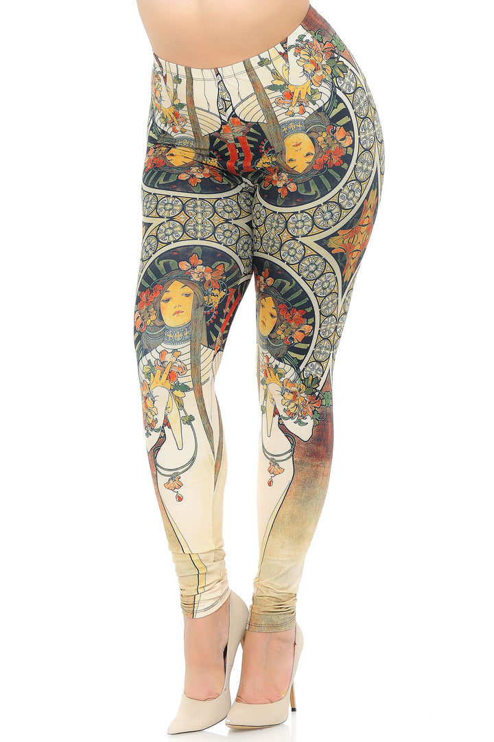 Wholesale Creamy Soft Gaia Mucha Plus Size Leggings - USA Fashion