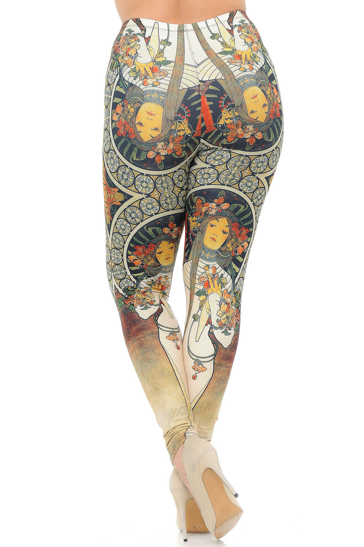 Wholesale Creamy Soft Gaia Mucha Plus Size Leggings - USA Fashion