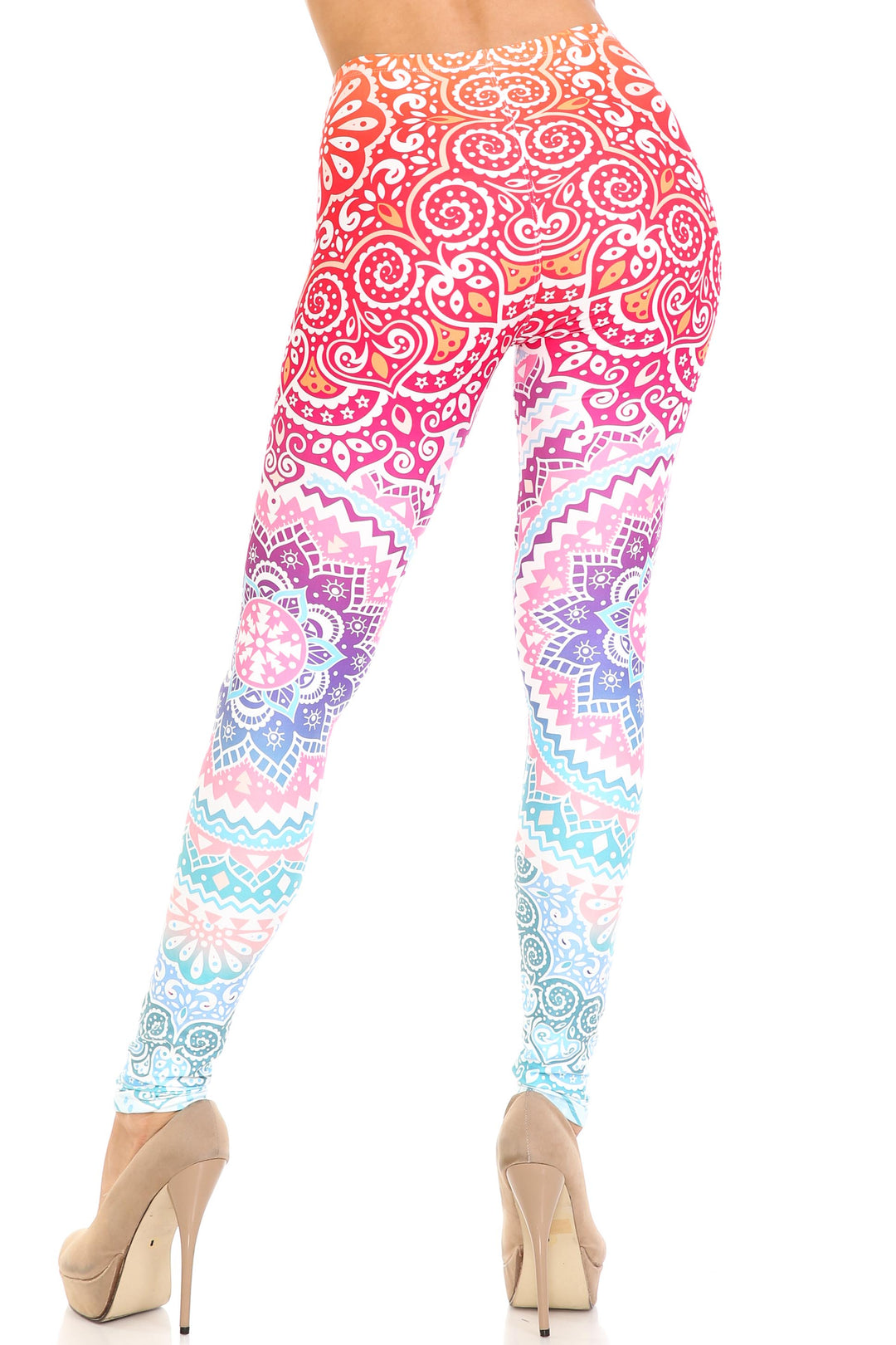 Wholesale Creamy Soft Ombre Mandala Aztec Plus Size Leggings - USA Fashion