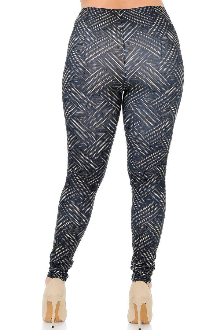 Wholesale Creamy Soft Bronzed Banded Crisscross Plus Size Leggings - USA Fashion