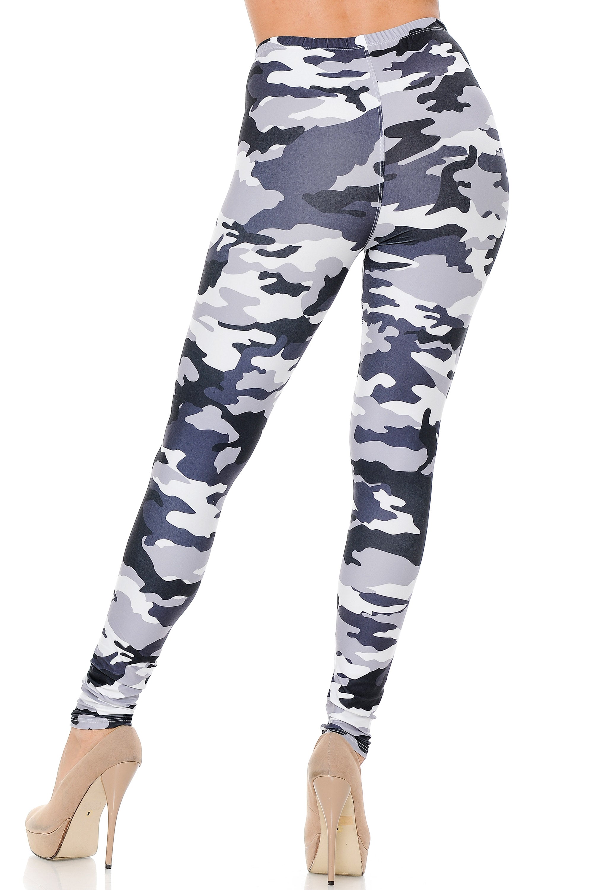 Wholesale Creamy Soft Black and White Camouflage Plus Size Leggings