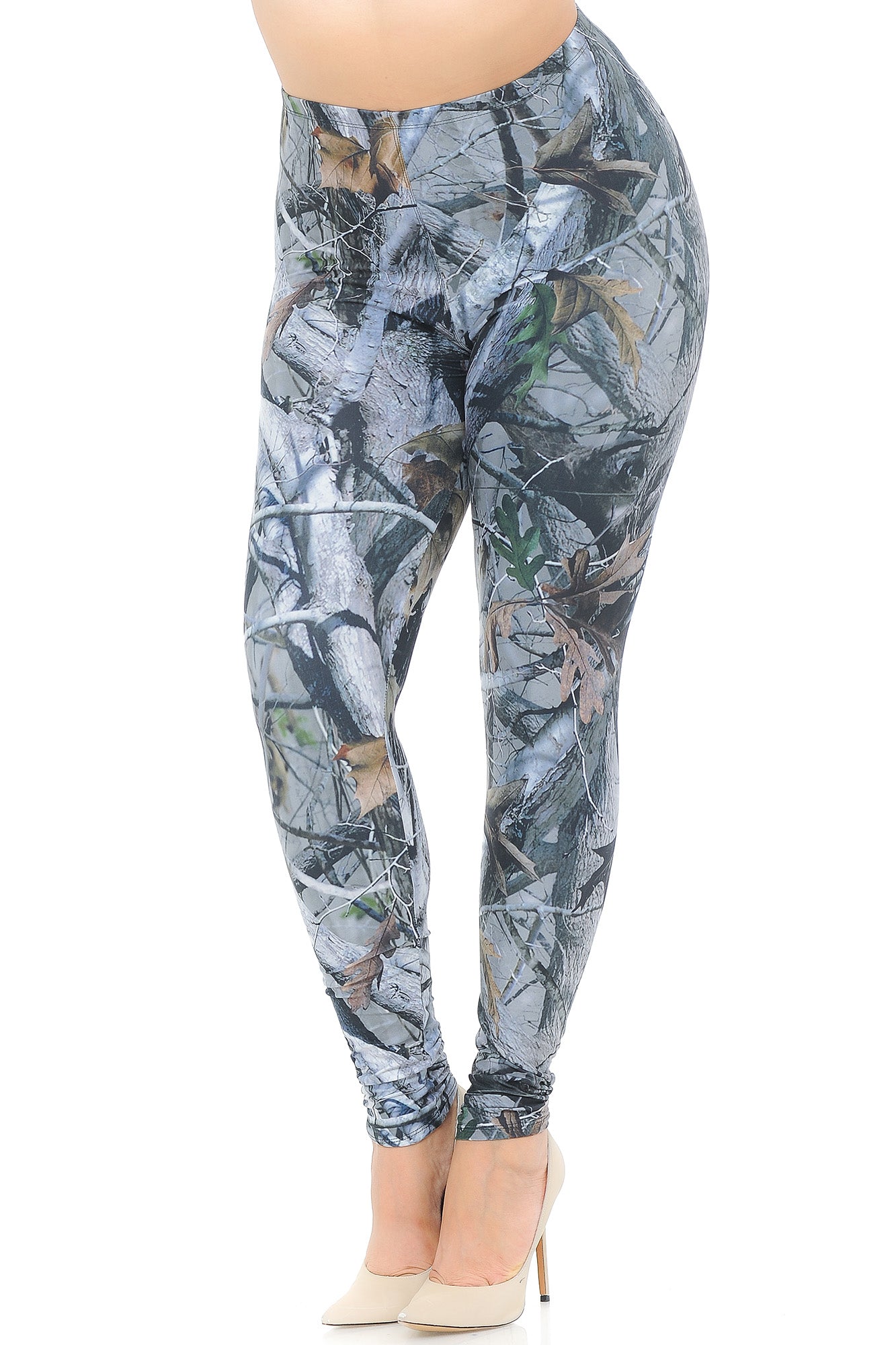 Wholesale Creamy Soft Camouflage Trees Plus Size Leggings - USA Fashion