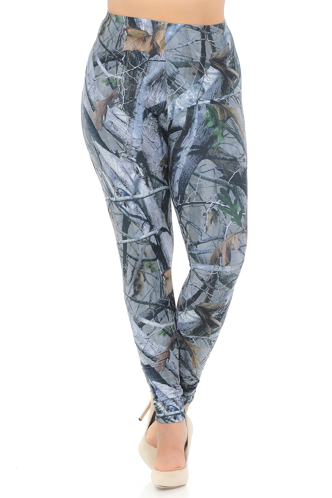 Wholesale Creamy Soft Camouflage Trees Plus Size Leggings - USA Fashion