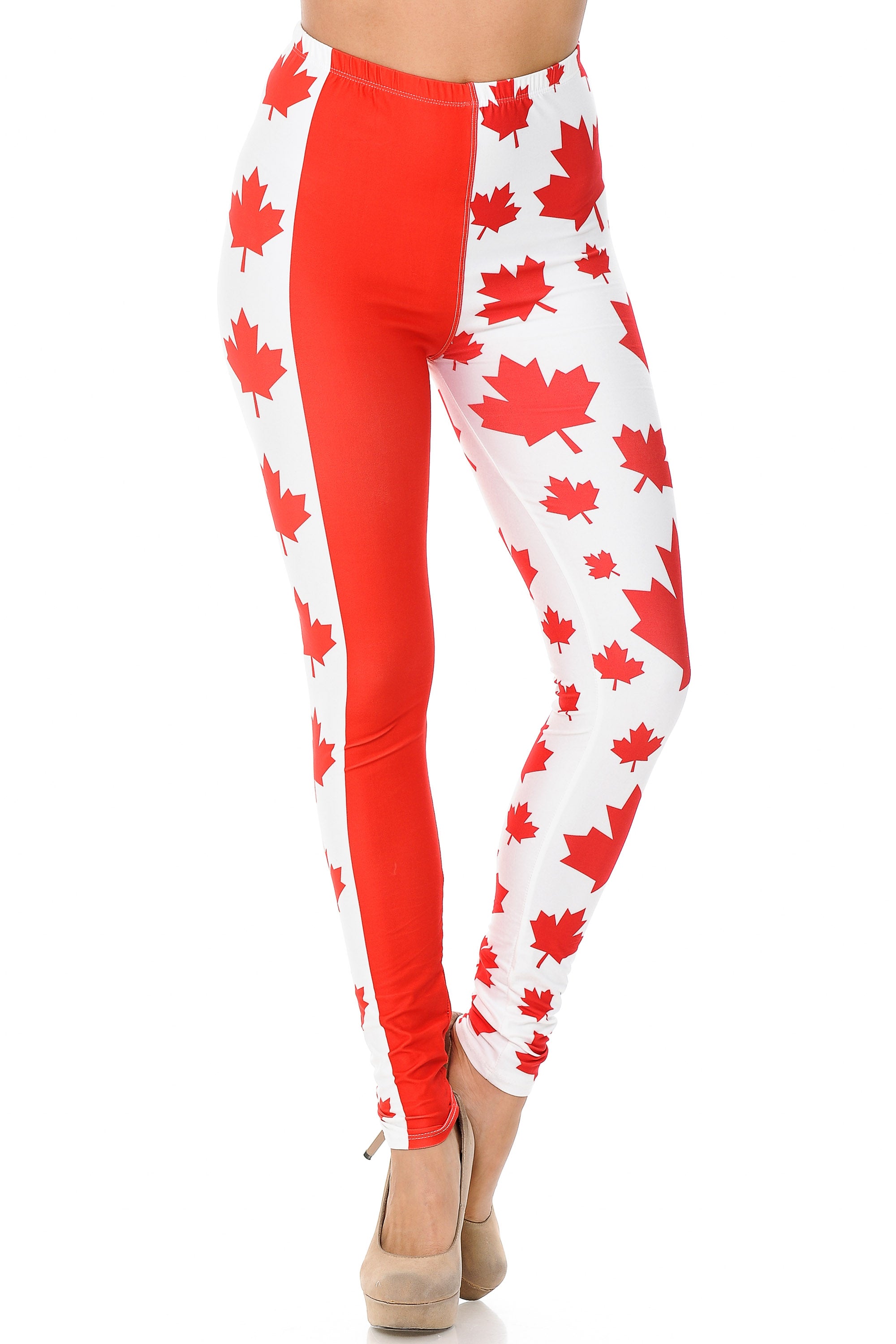 Wholesale Creamy Soft Canadian Flag Plus Size Leggings