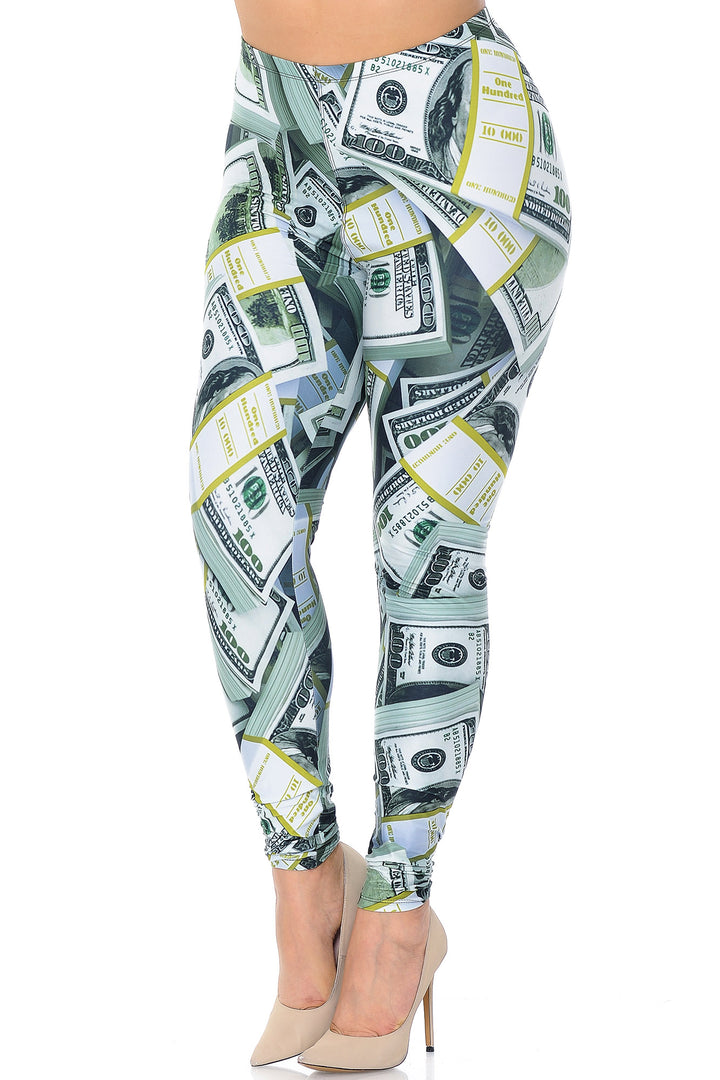 Wholesale Creamy Soft Cash Money Plus Size Leggings - USA Fashion