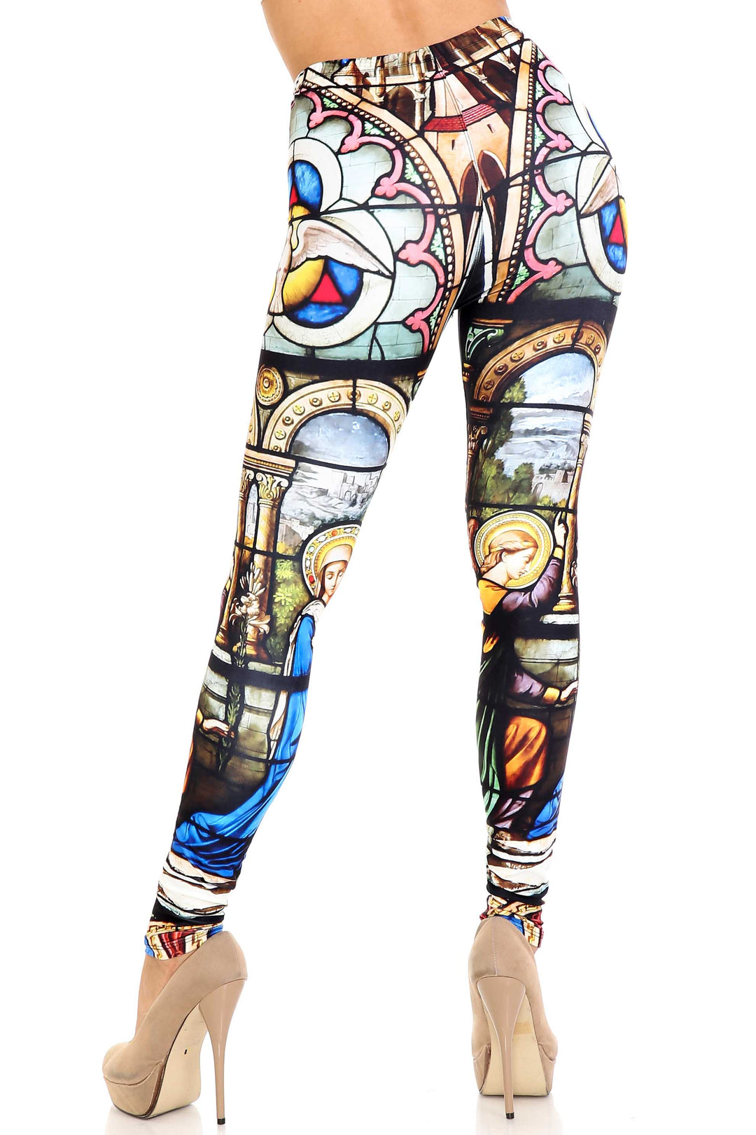 Wholesale Creamy Soft Stained Glass Cathedral Plus Size Leggings - USA Fashion