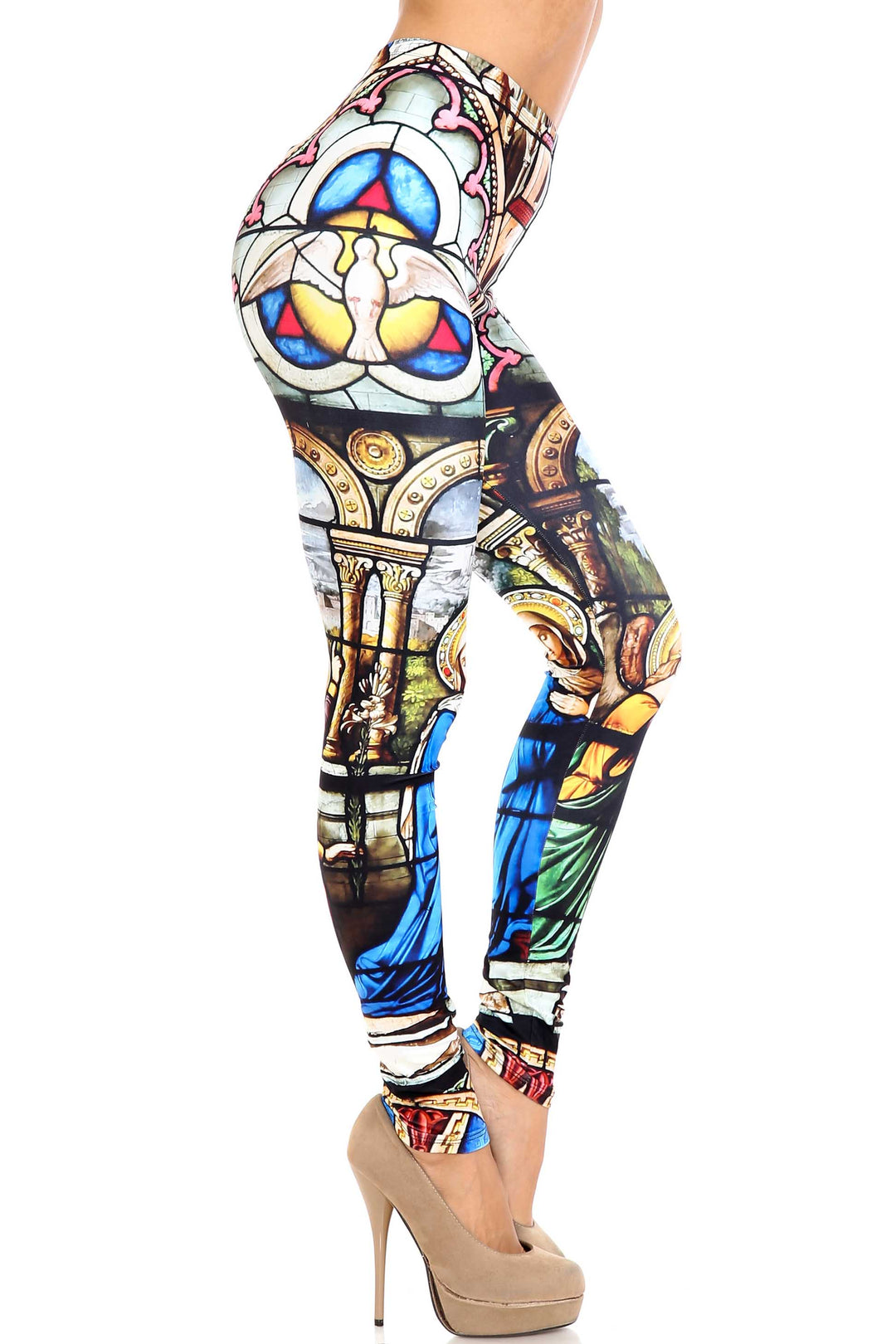 Wholesale Creamy Soft Stained Glass Cathedral Plus Size Leggings - USA Fashion